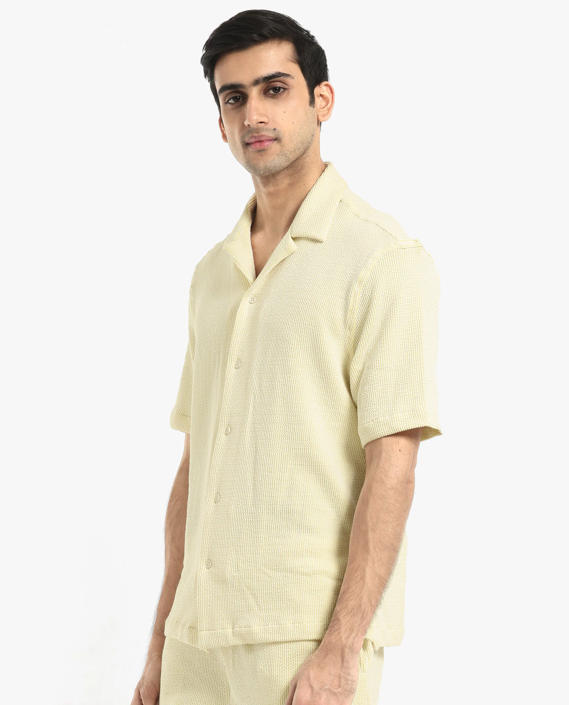 Rare Rabbit Men's Zavet-S Yellow Cotton Striped Print Boxy Fit Half Sleeve Cuban Collar Shirt - Image 6