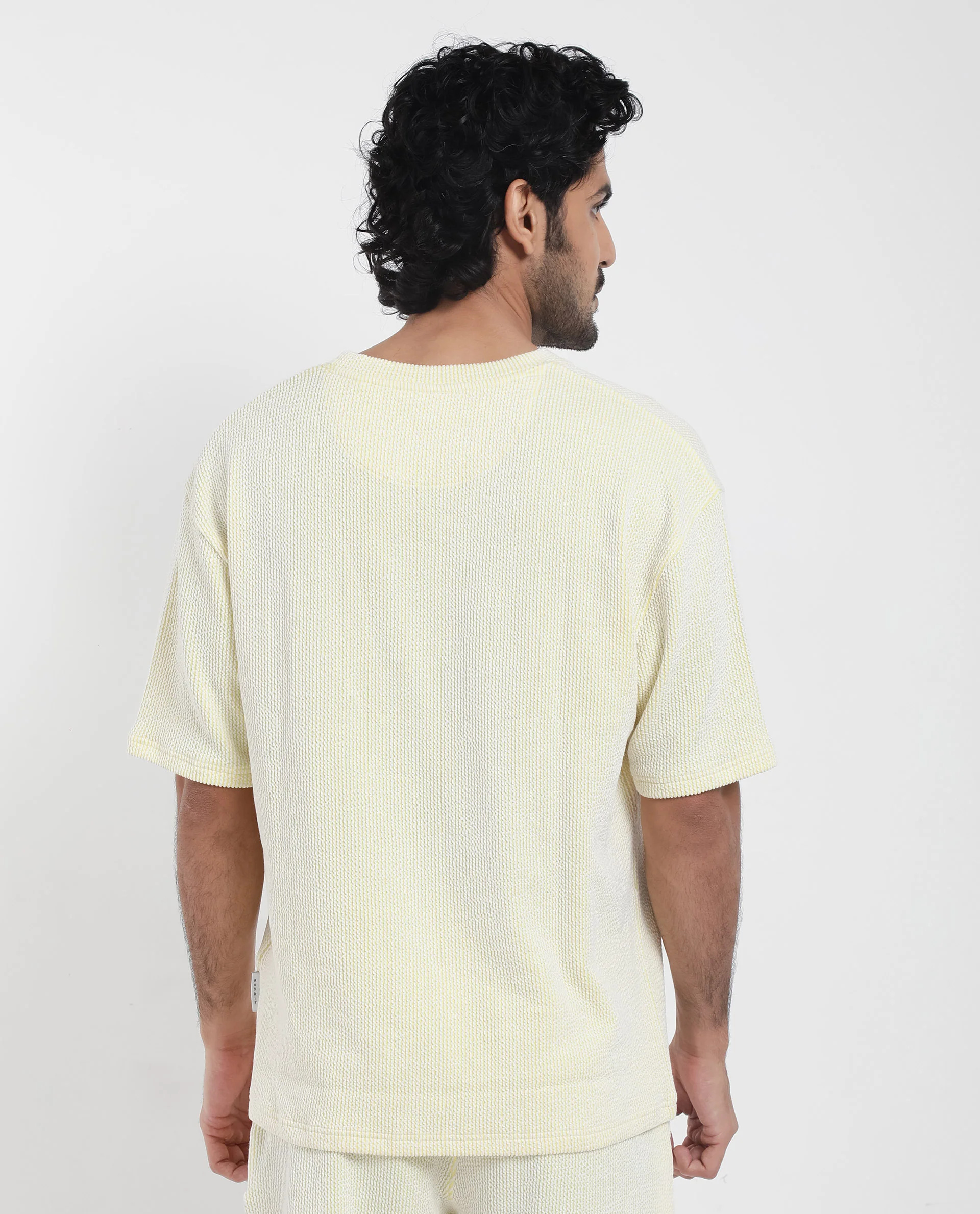 Rare Rabbit Men's Zavet-T Flouroscent Yellow Cotton Striped Print Oversized Fit Half Sleeve Crew Neck T-Shirt - Image 9