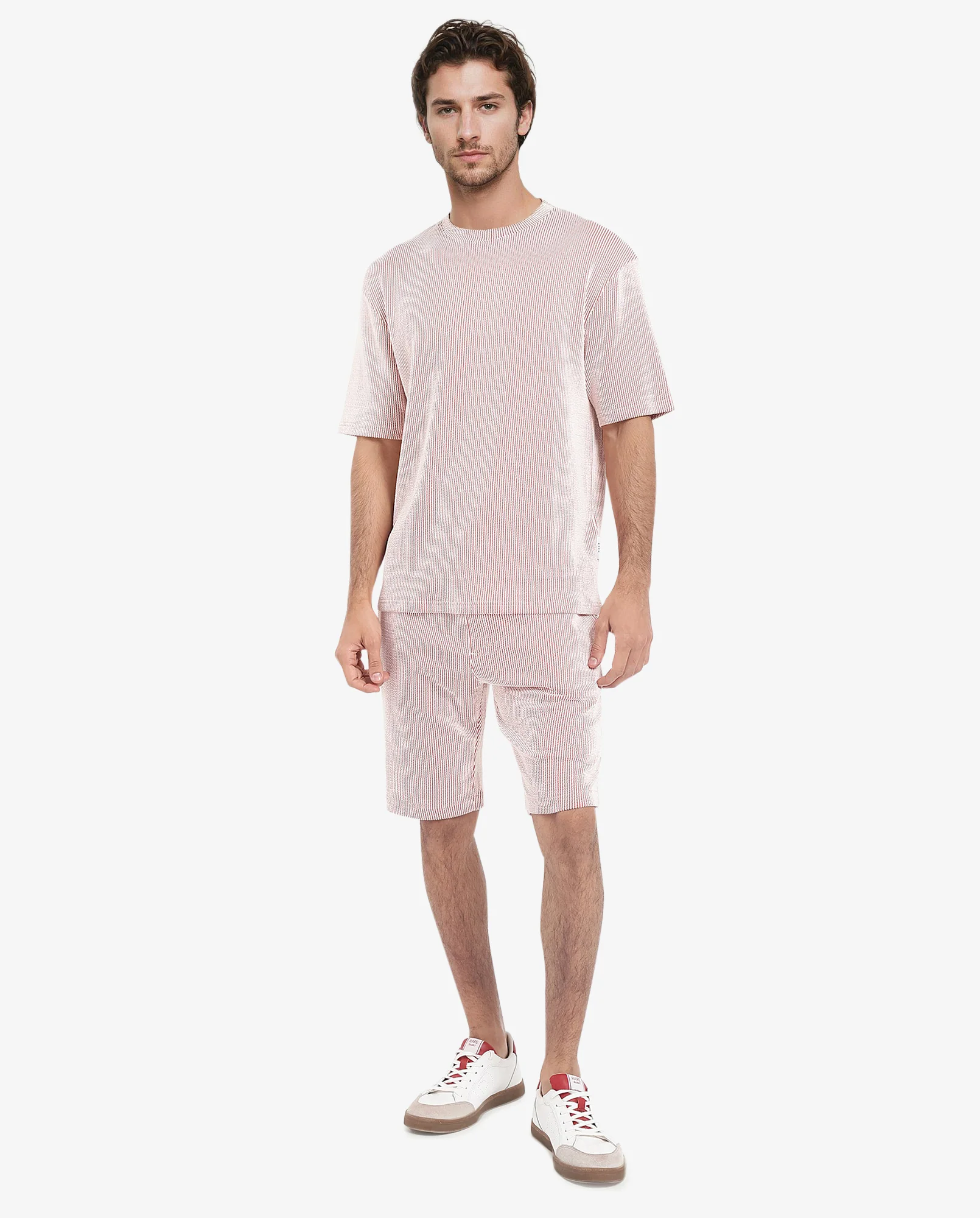 Rare Rabbit Men's Zavet-T Rust Cotton Blend Striped Print Oversized Fit Half Sleeve Crew Neck T-Shirt - Image 2