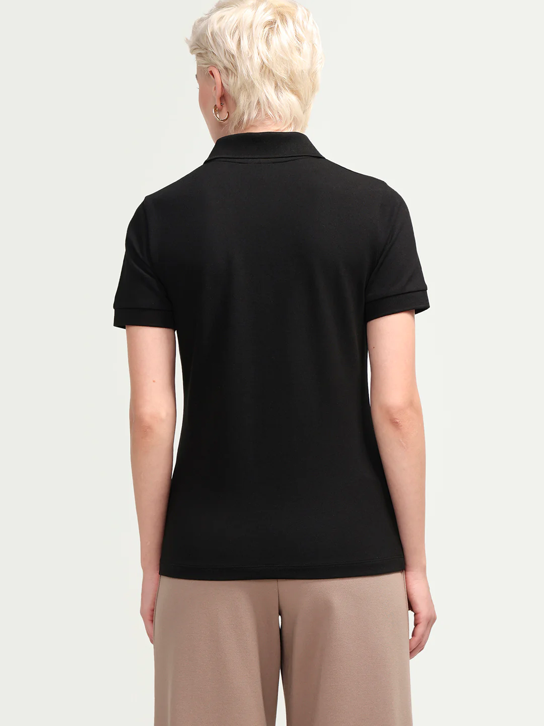 Rareism Women's Zavin Black Cotton Blend Half Sleeve Regular Fit Plain Polo - Image 8