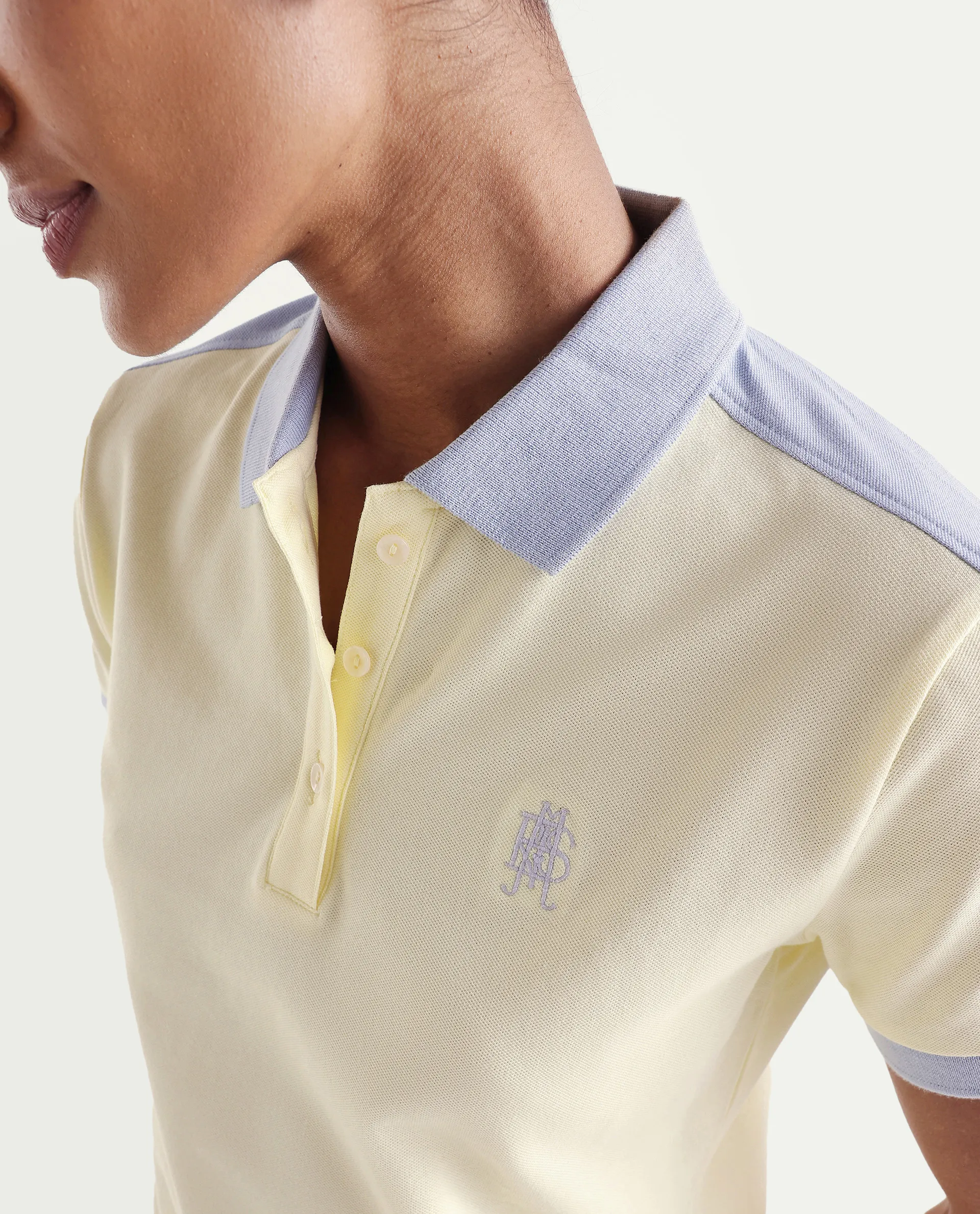 Rareism Women's Zeco Light Yellow Cotton Blend Half Sleeve Regular Fit Plain Polo - Image 4