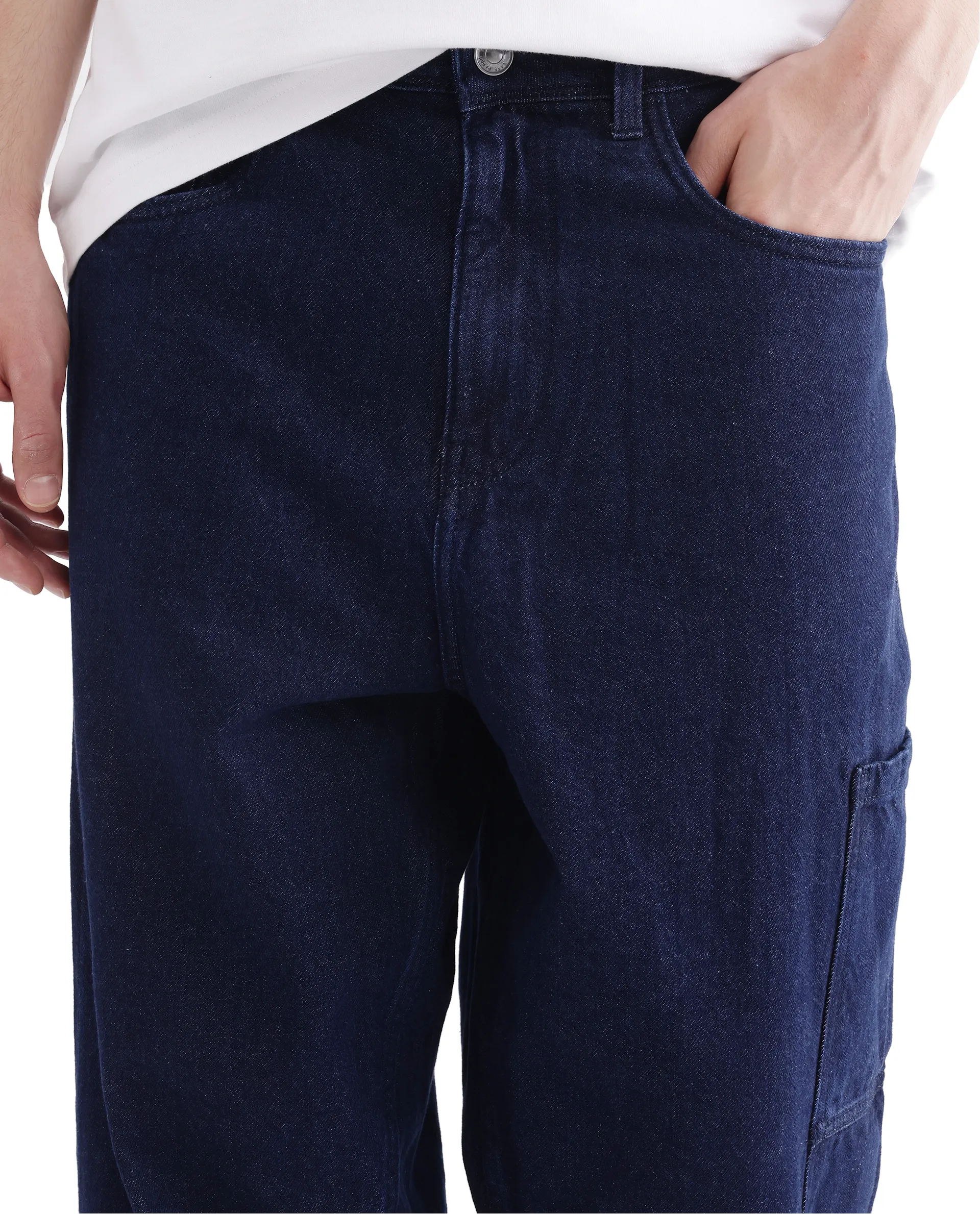Rare Rabbit Men's Zedet Blue Cotton Plain Baggy Fit Jeans - Image 10