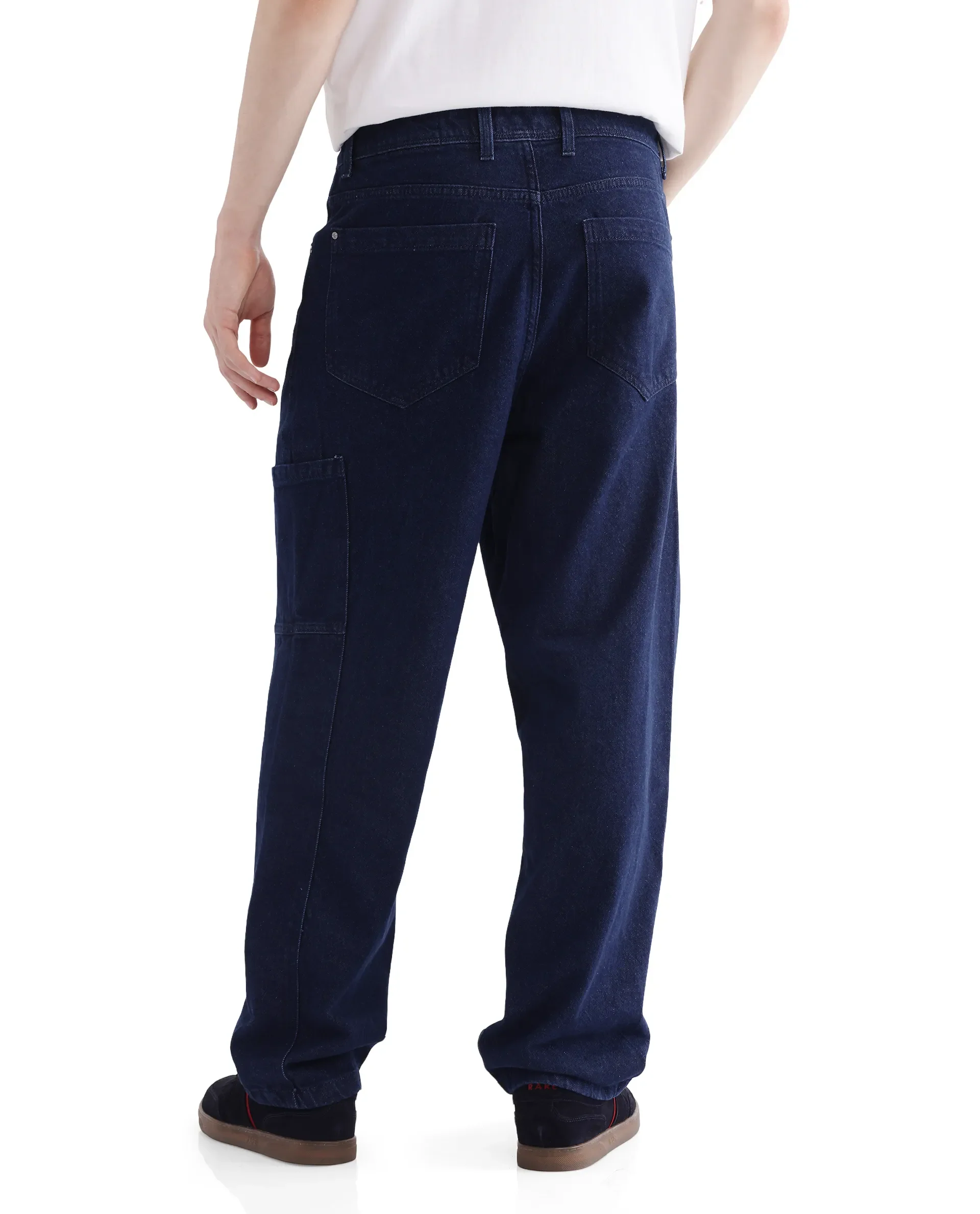 Rare Rabbit Men's Zedet Blue Cotton Plain Baggy Fit Jeans - Image 11