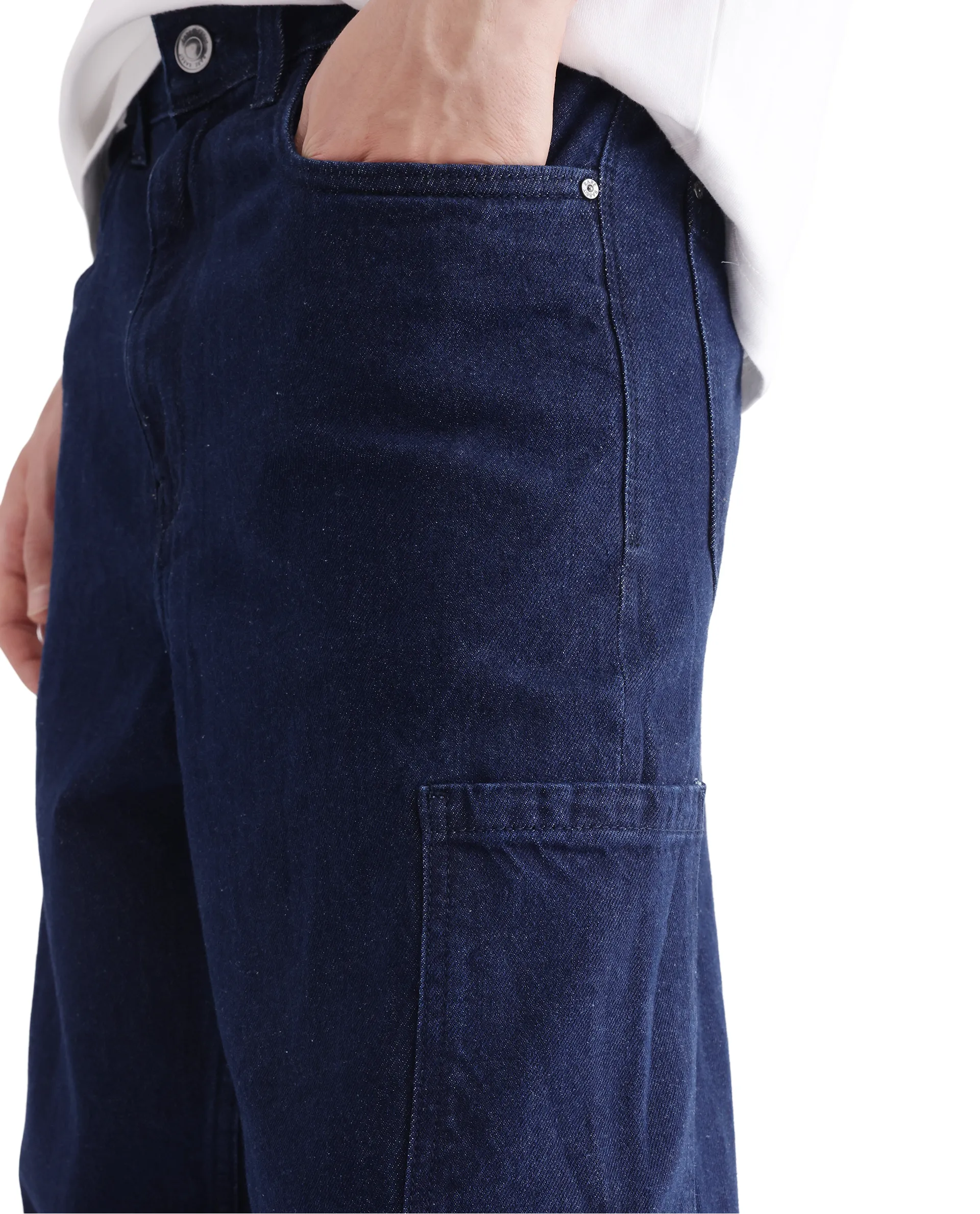 Rare Rabbit Men's Zedet Blue Cotton Plain Baggy Fit Jeans - Image 9