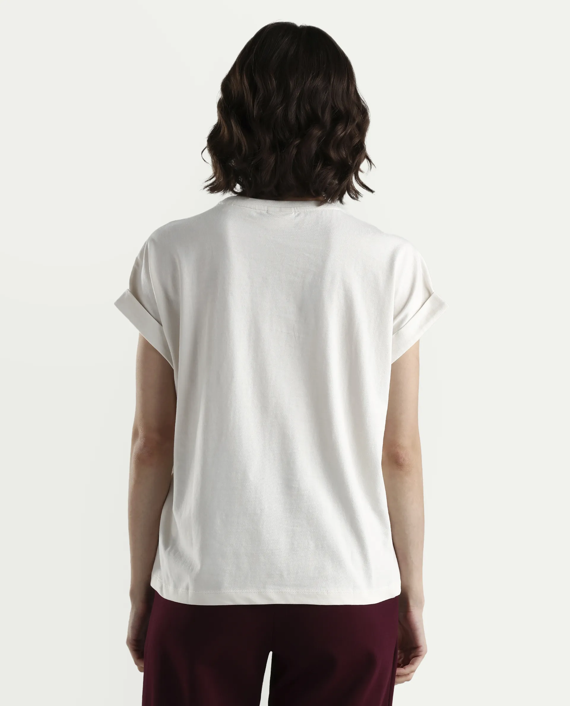Rareism Women's Zeen Off White Cotton Half Sleeve Relaxed Fit Object Print T-Shirt - Image 7