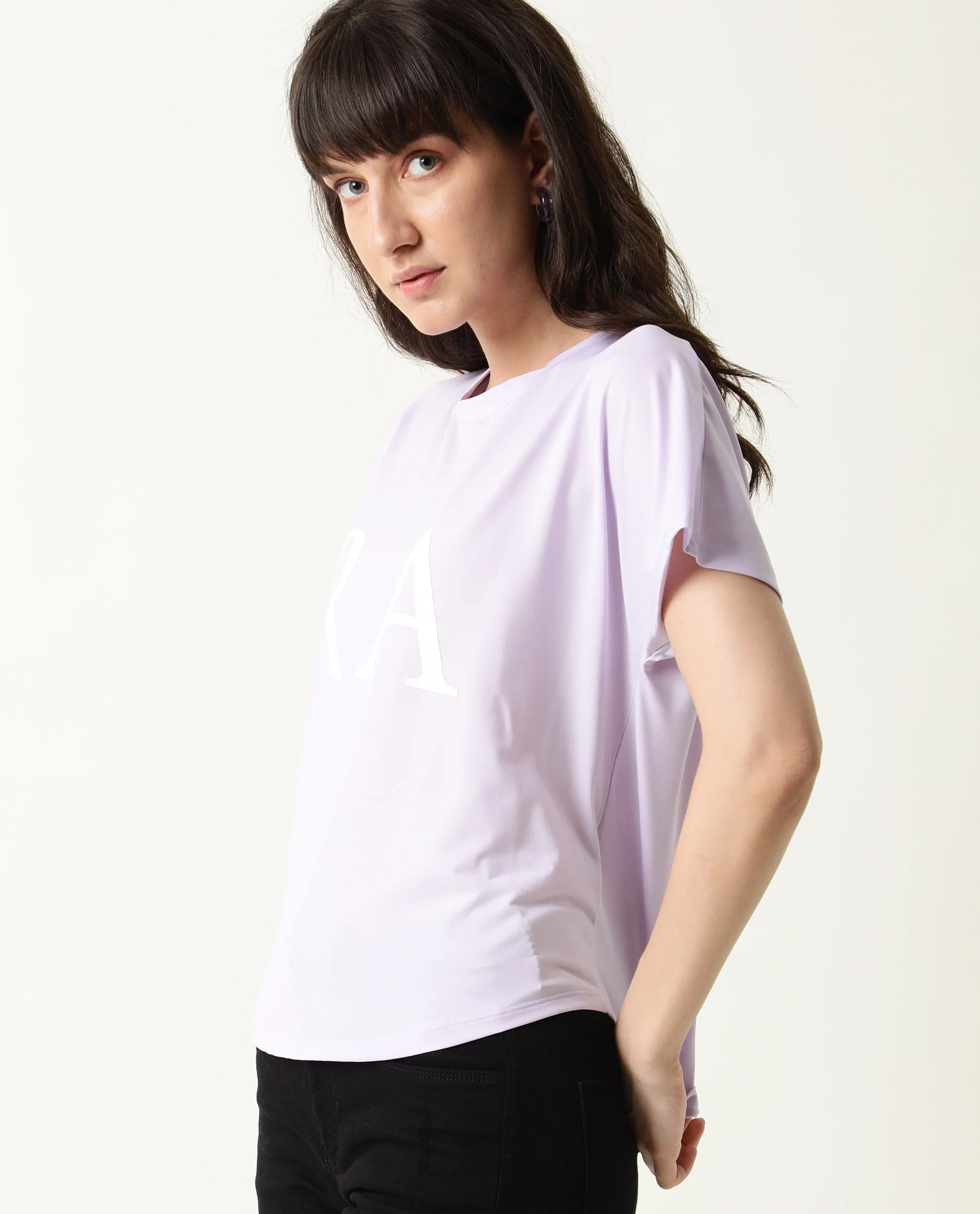 Rareism Women's Zeg Purple Cotton Crew Neck Graphic Print Regular Fit T-Shirt - Image 11