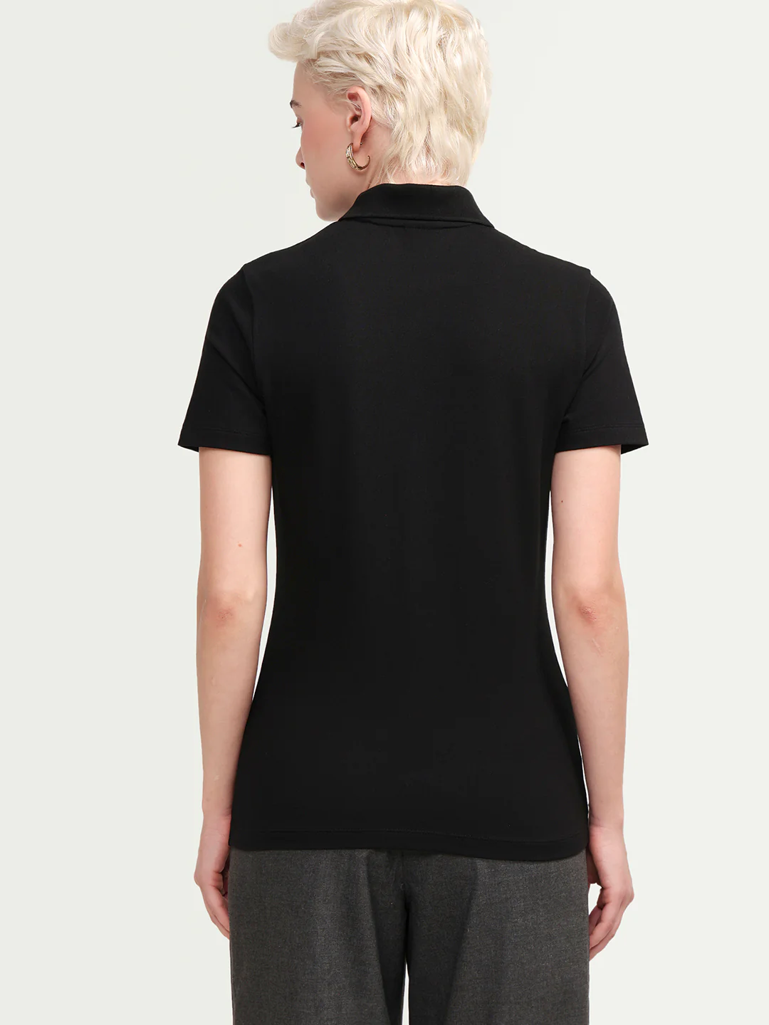 Rareism Women's Zeke Black Cotton Blend Half Sleeve Regular Fit Plain Polo - Image 7
