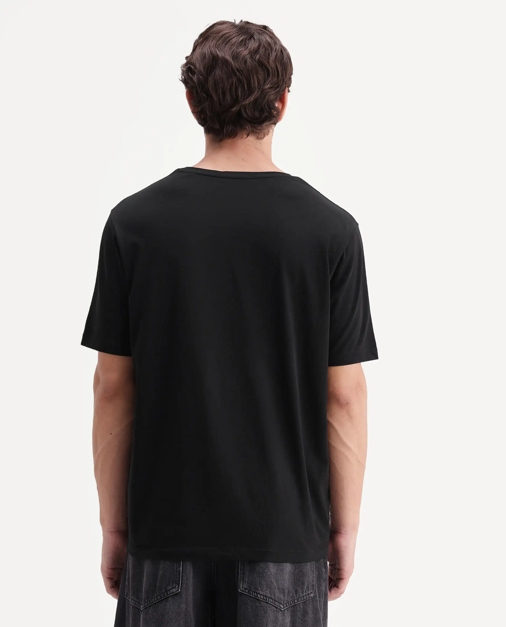 Rare Rabbit Men's Zeko Black Cotton Blend Crew Neck Regular Graphic Print T-Shirt - Image 8