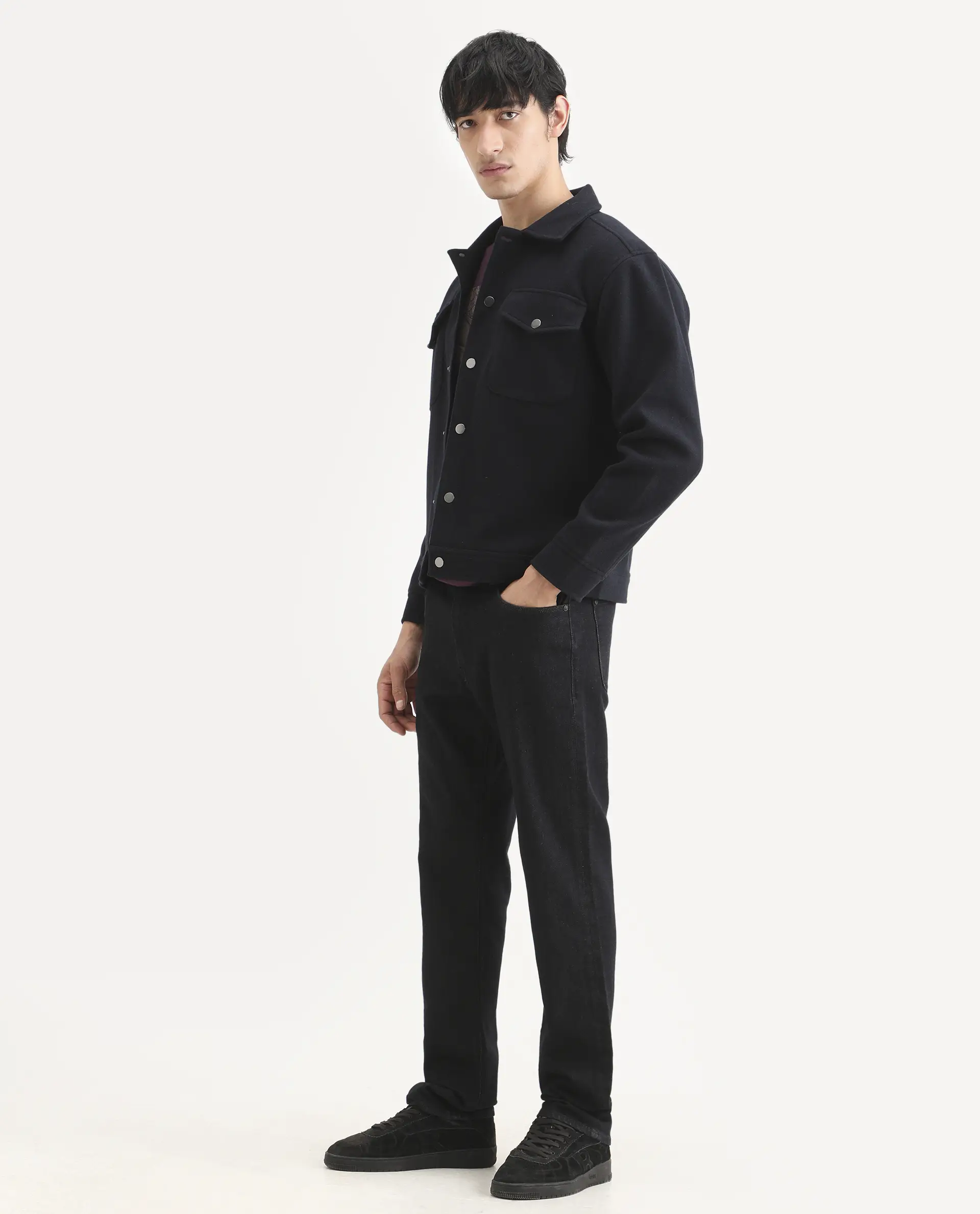 Rare Rabbit Men's Zelk Dark Navy Cotton Blend Fabric Morris Regular Plain Jeans - Image 5