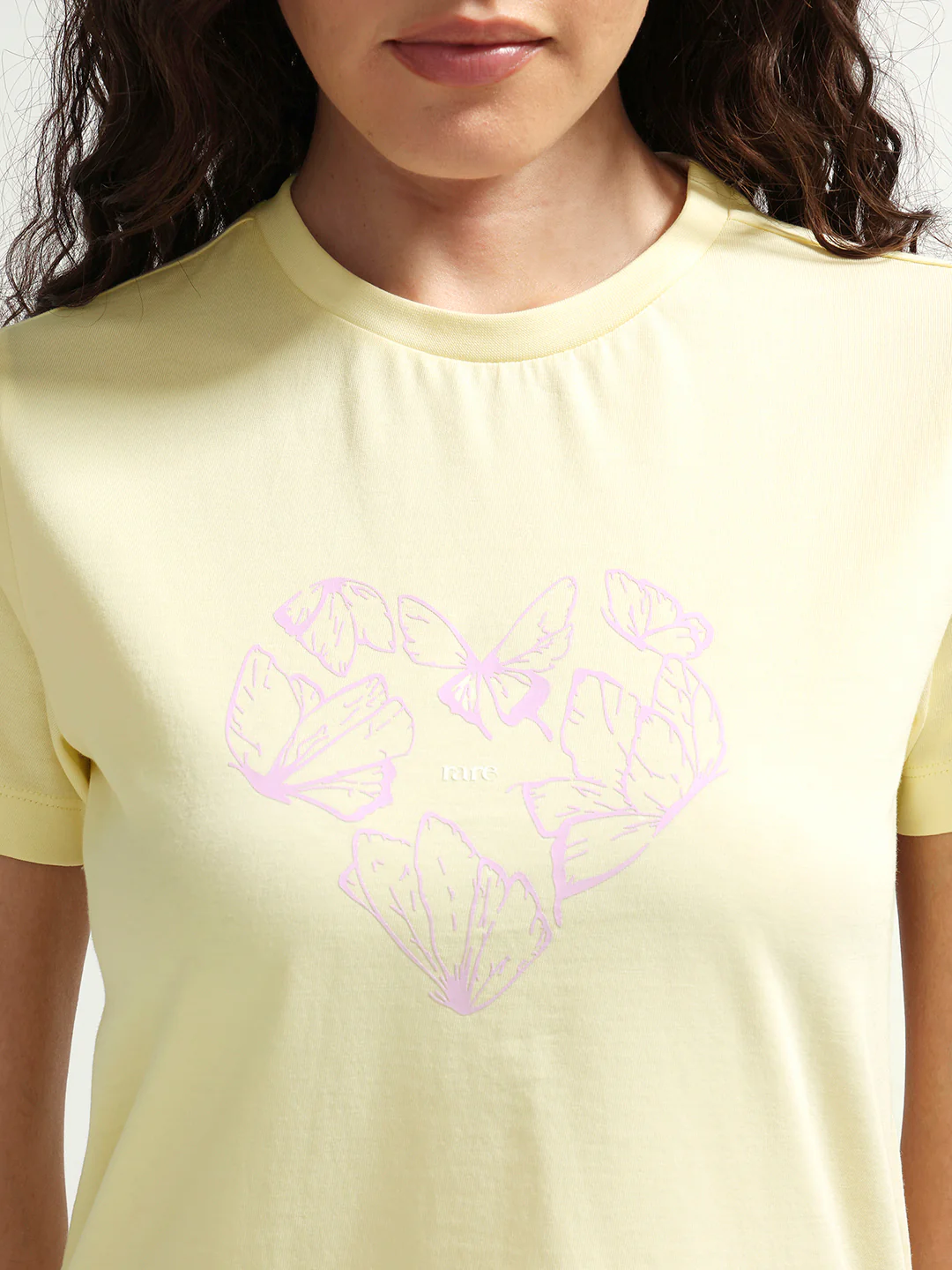 Rareism Women's Zelly Light Yellow Cotton Crew Neck Pull-On Regular Object Print T-Shirt - Image 4
