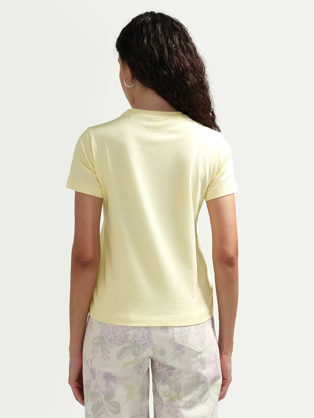 Rareism Women's Zelly Light Yellow Cotton Crew Neck Pull-On Regular Object Print T-Shirt - Image 7