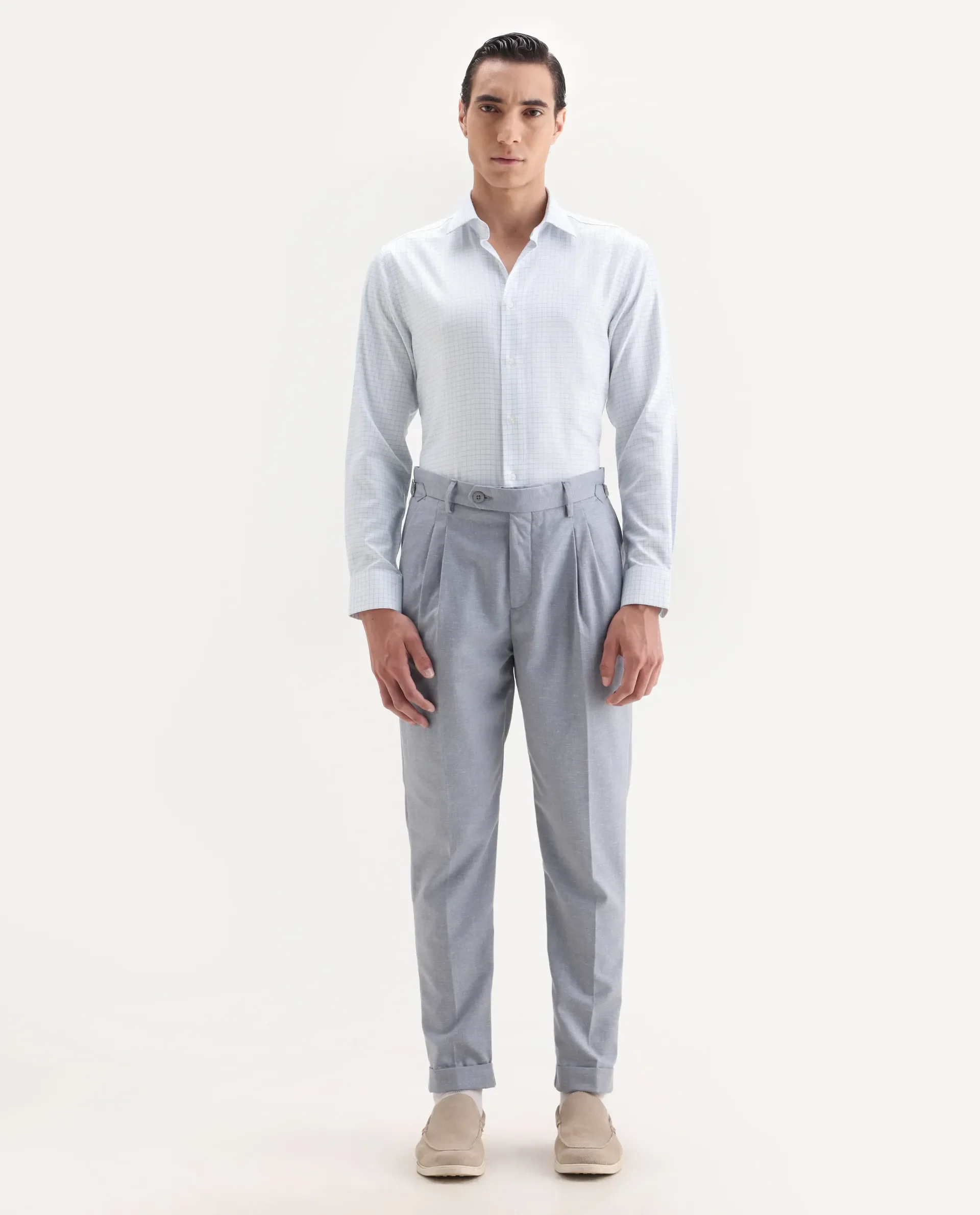 Rare Rabbit Men's Zemp White Cotton Fabric Full Sleeve Regular Fit Checked Shirt - Image 2