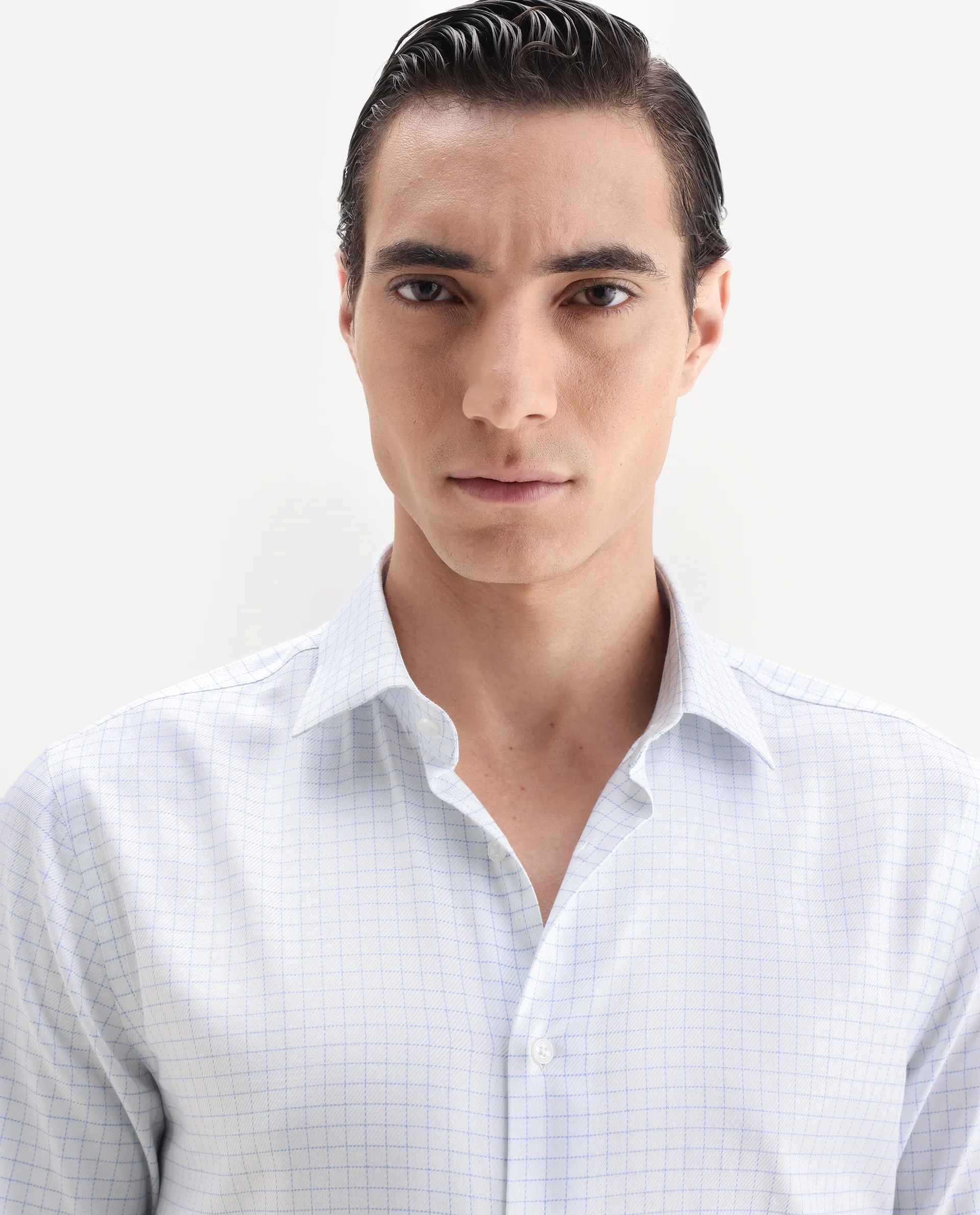 Rare Rabbit Men's Zemp White Cotton Fabric Full Sleeve Regular Fit Checked Shirt - Image 3