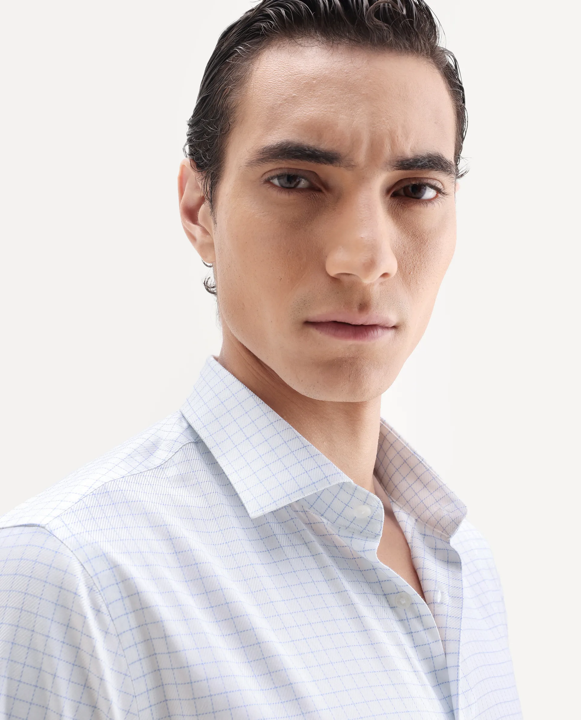 Rare Rabbit Men's Zemp White Cotton Fabric Full Sleeve Regular Fit Checked Shirt - Image 7