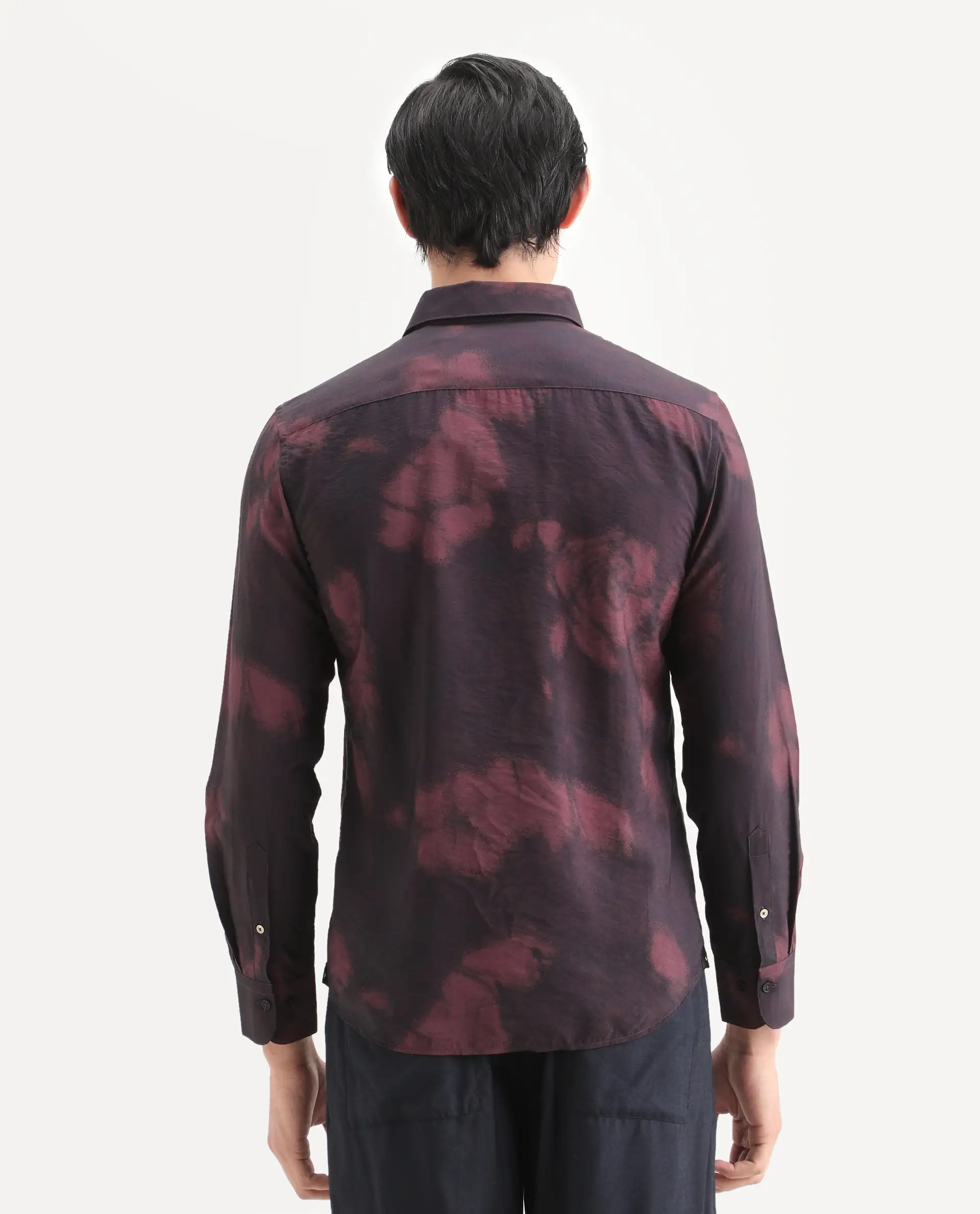 Rare Rabbit Men's Zena Maroon Viscose Blend Fabric Collared Neck Regular Printed Shirt - Image 7