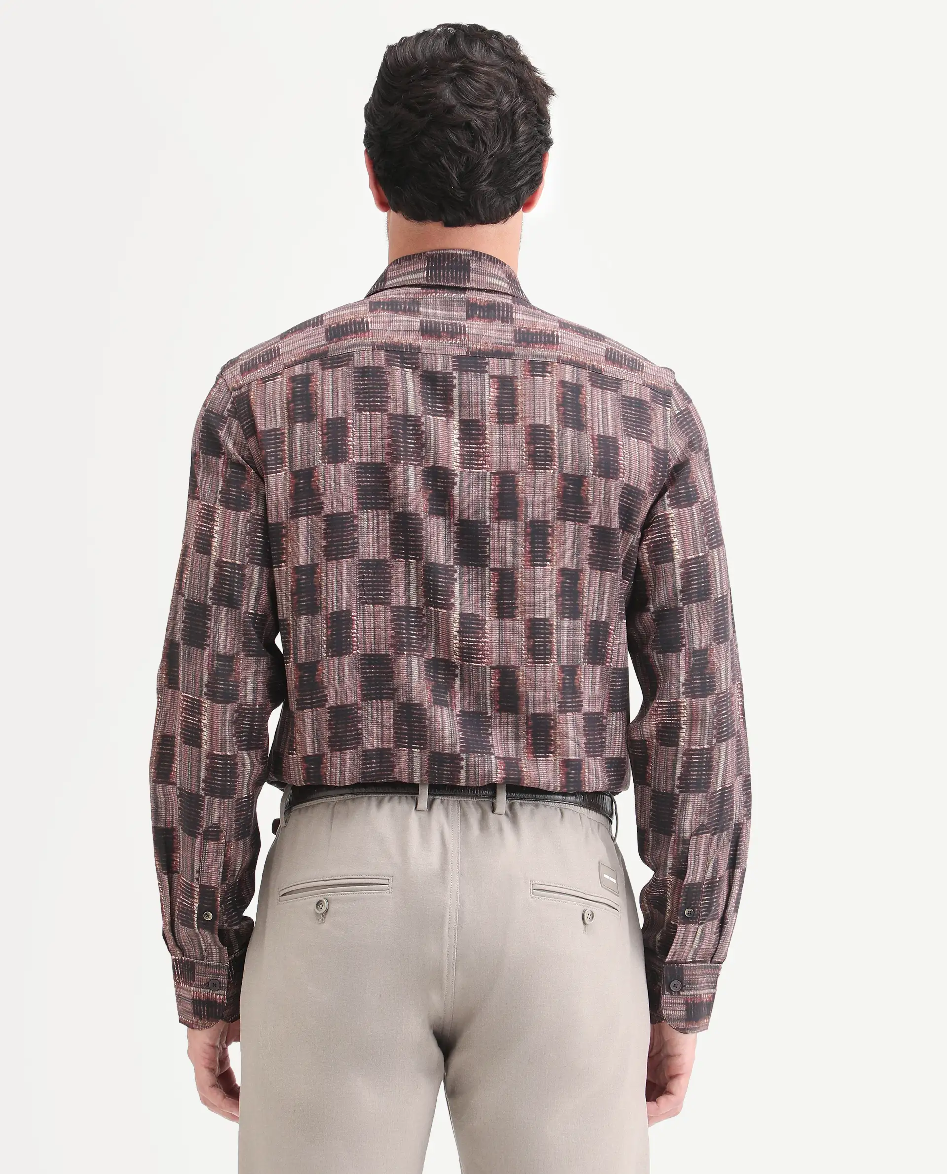 Rare Rabbit Men's Zenat Brown Viscose Fabric Full Sleeve Spread Collar Regular Abstract Print Shirt - Image 7