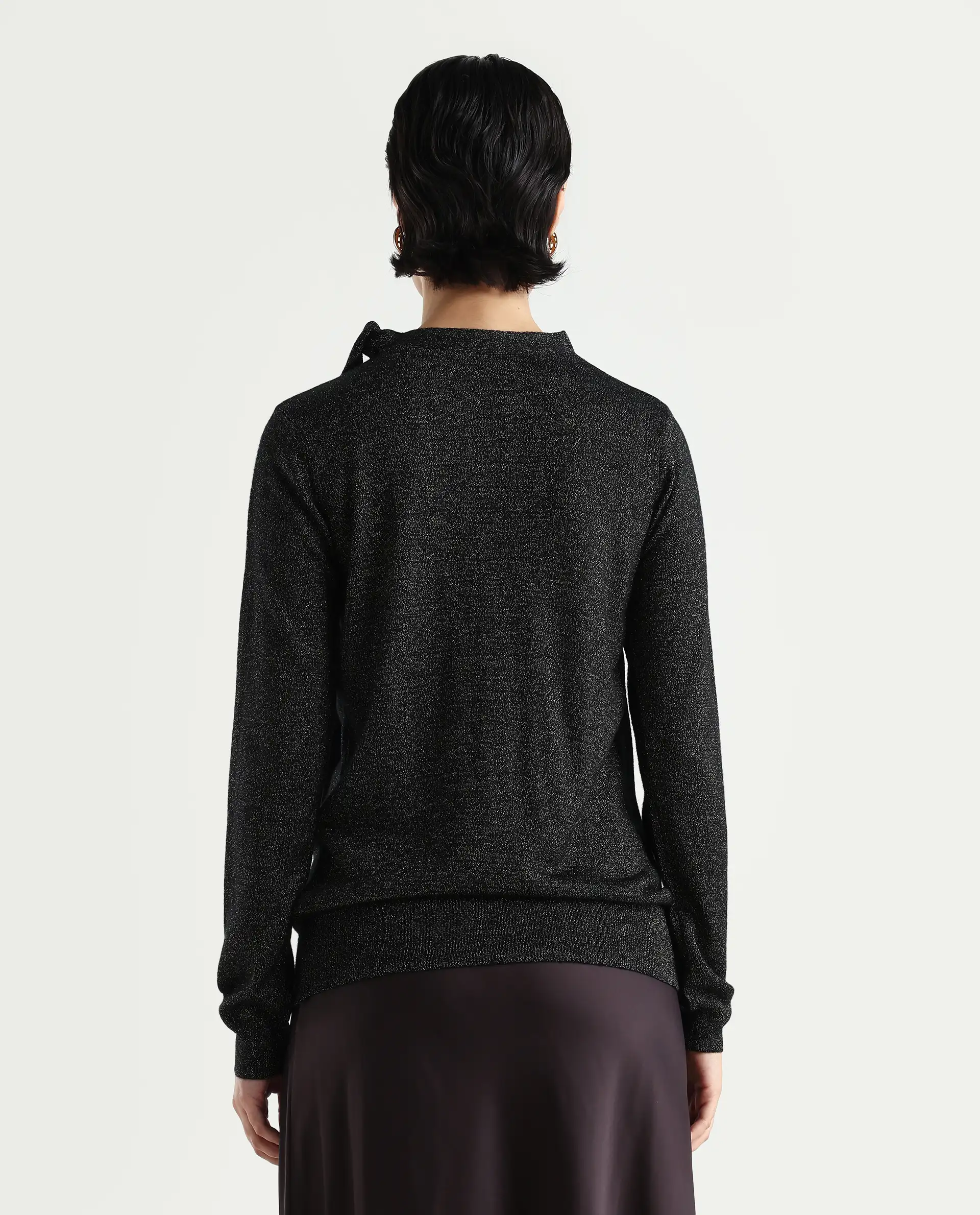 Rareism Women's Zener Black Acrylic High Neck Plain Regular Fit Sweater - Image 7