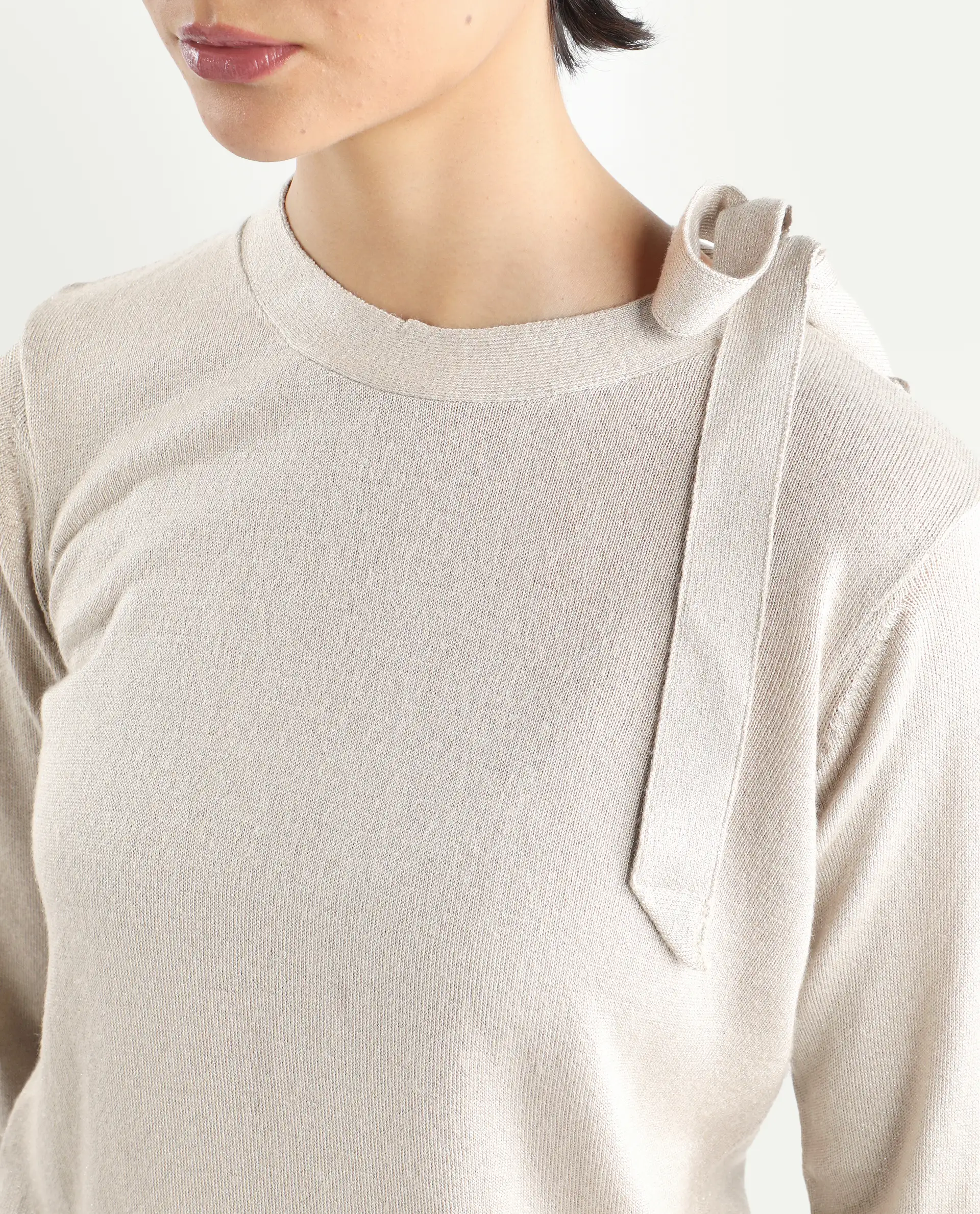 Rareism Women's Zener Off White Acrylic High Neck Plain Regular Fit Sweater - Image 4