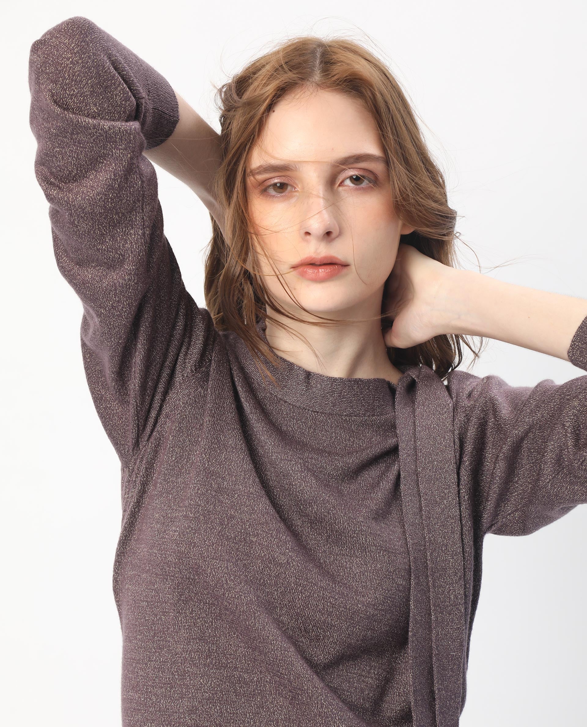 Rareism Women's Zener Pastel Purple Acrylic High Neck Plain Regular Fit Sweater - Image 3