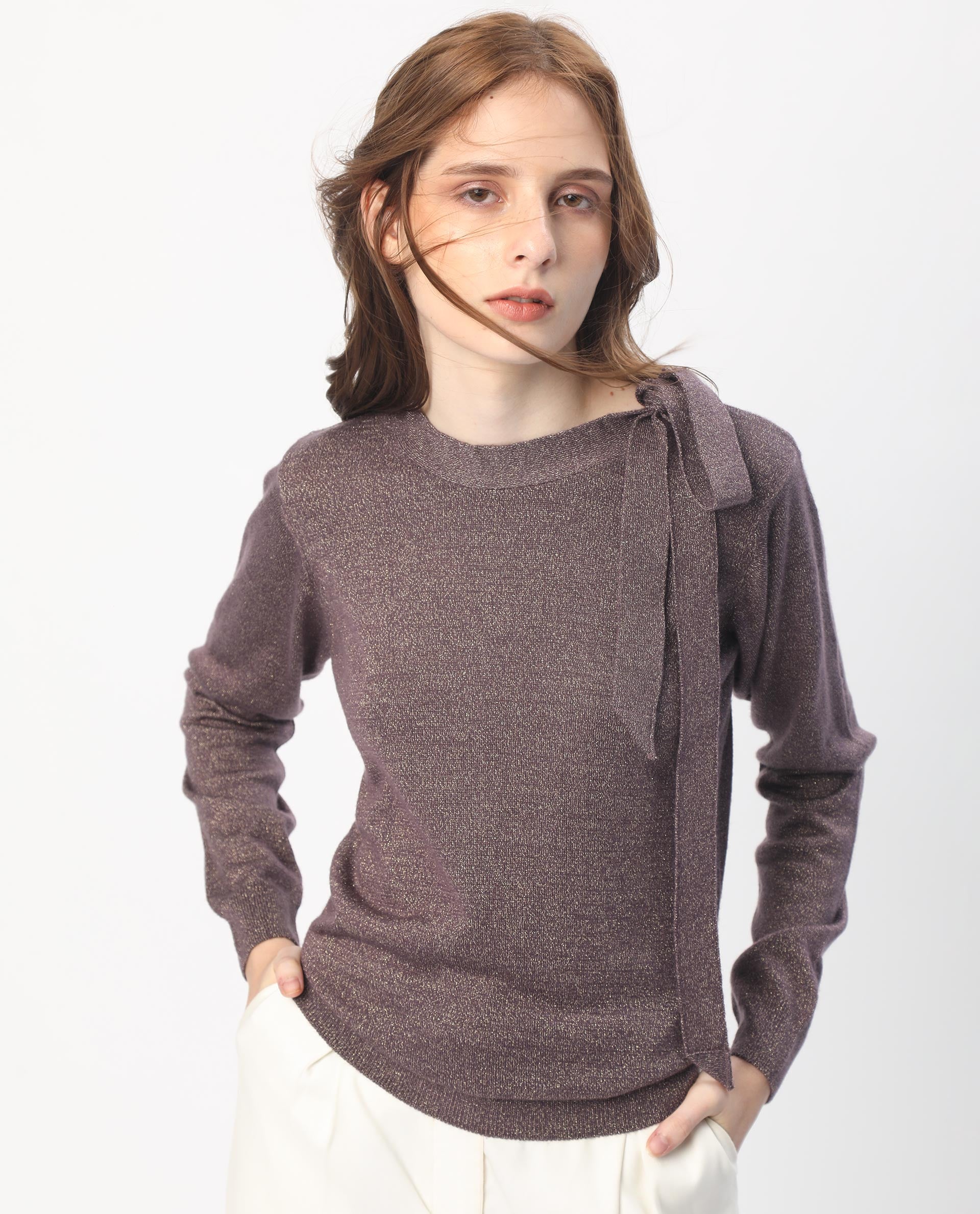 Rareism Women's Zener Pastel Purple Acrylic High Neck Plain Regular Fit Sweater - Image 6