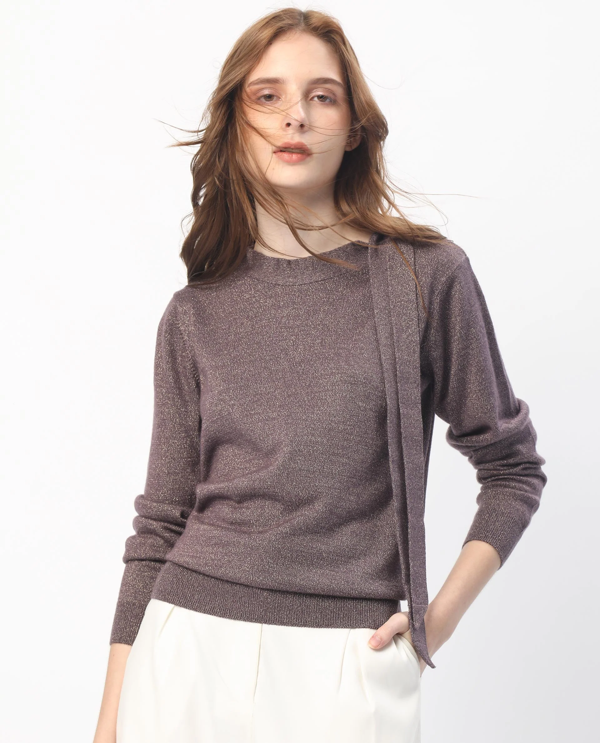 Rareism Women's Zener Pastel Purple Acrylic High Neck Plain Regular Fit Sweater - Image 7