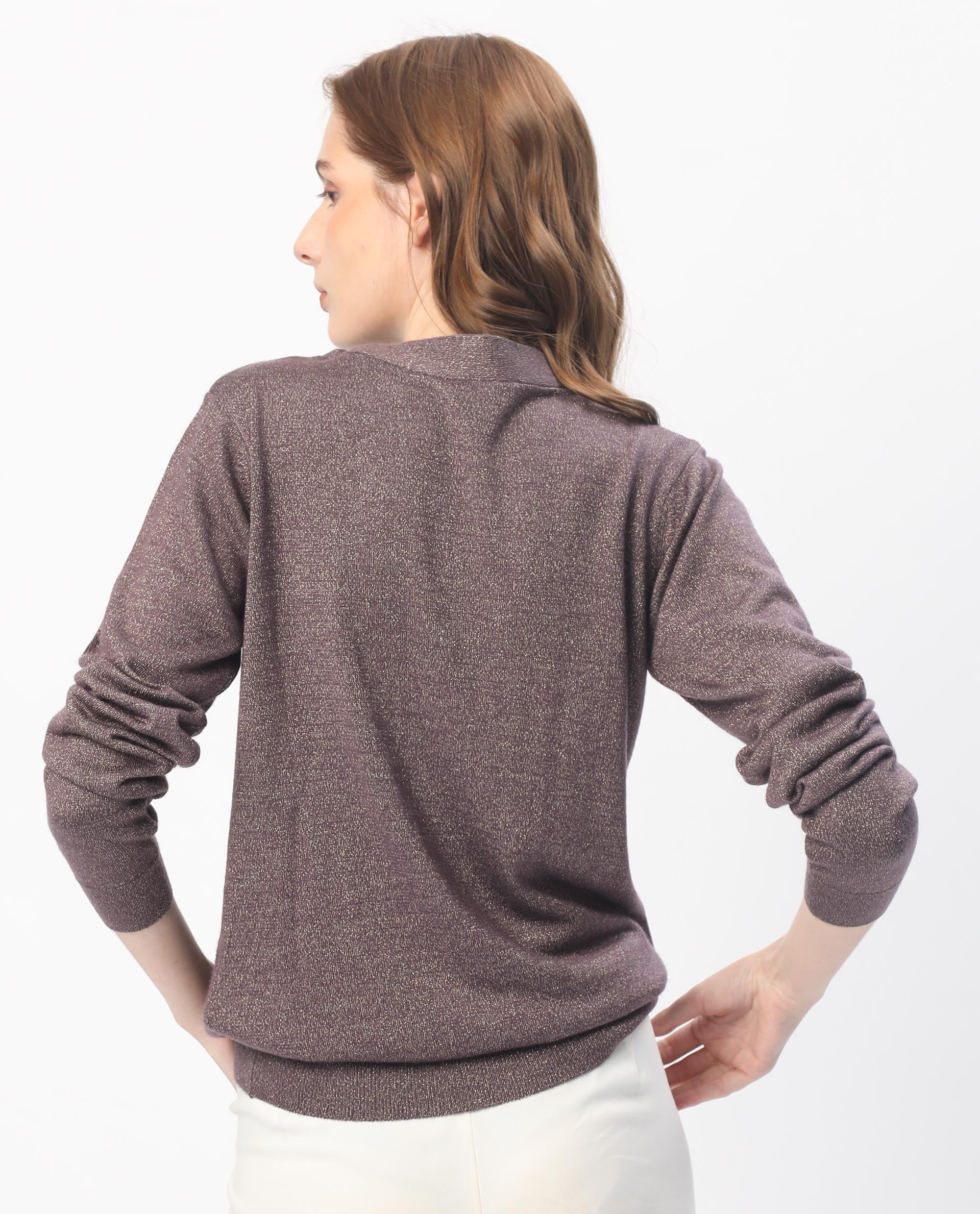 Rareism Women's Zener Pastel Purple Acrylic High Neck Plain Regular Fit Sweater - Image 8