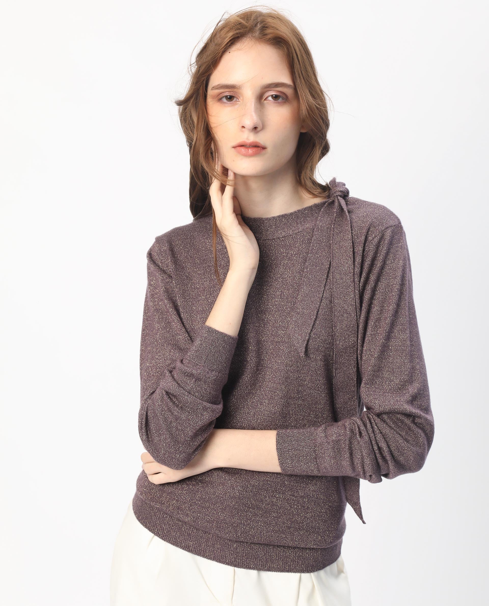Rareism Women's Zener Pastel Purple Acrylic High Neck Plain Regular Fit Sweater - Image 9