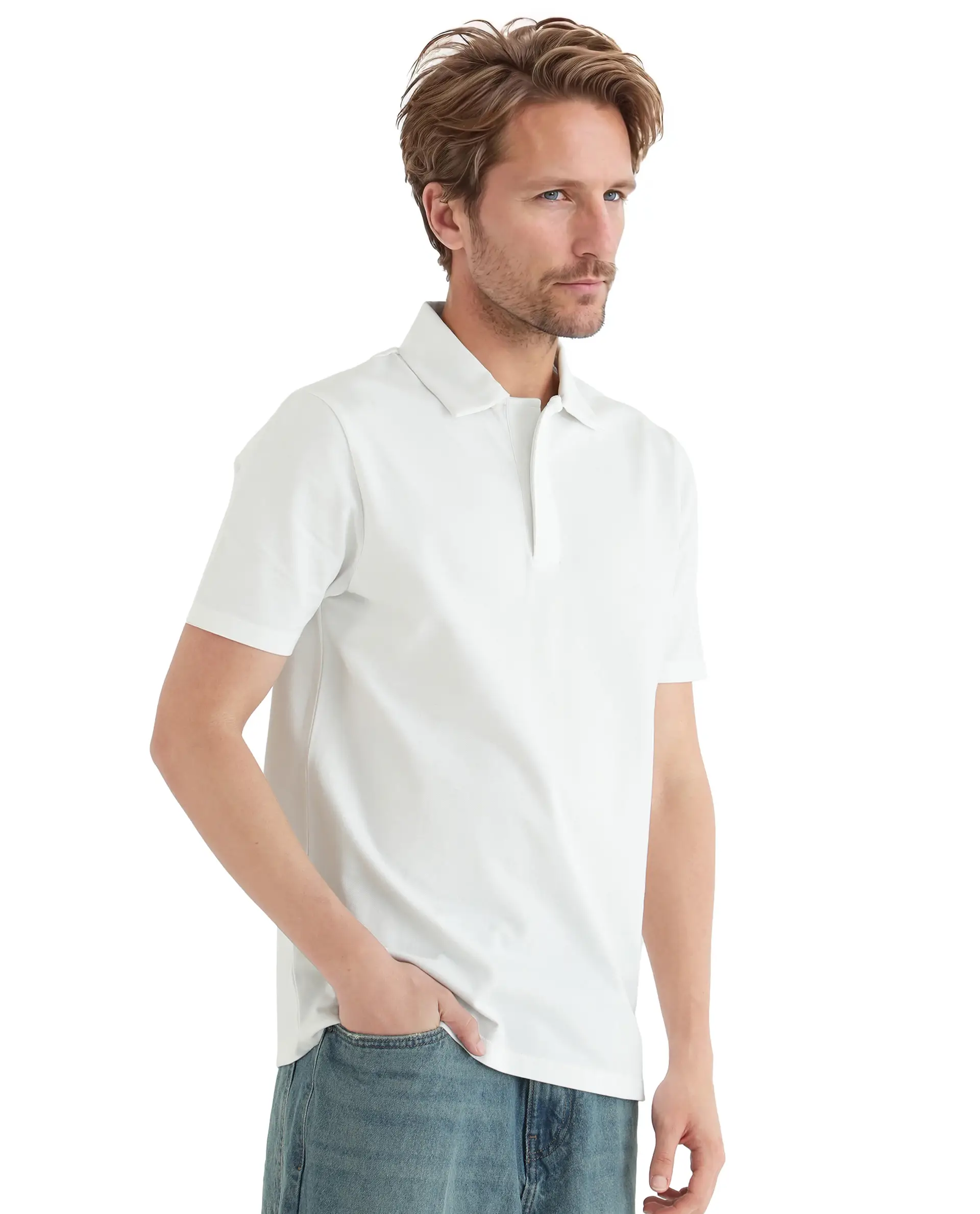 Rare Rabbit Men's Zeni White Cotton Blend Plain Regular Fit Half Sleeve Polo - Image 6