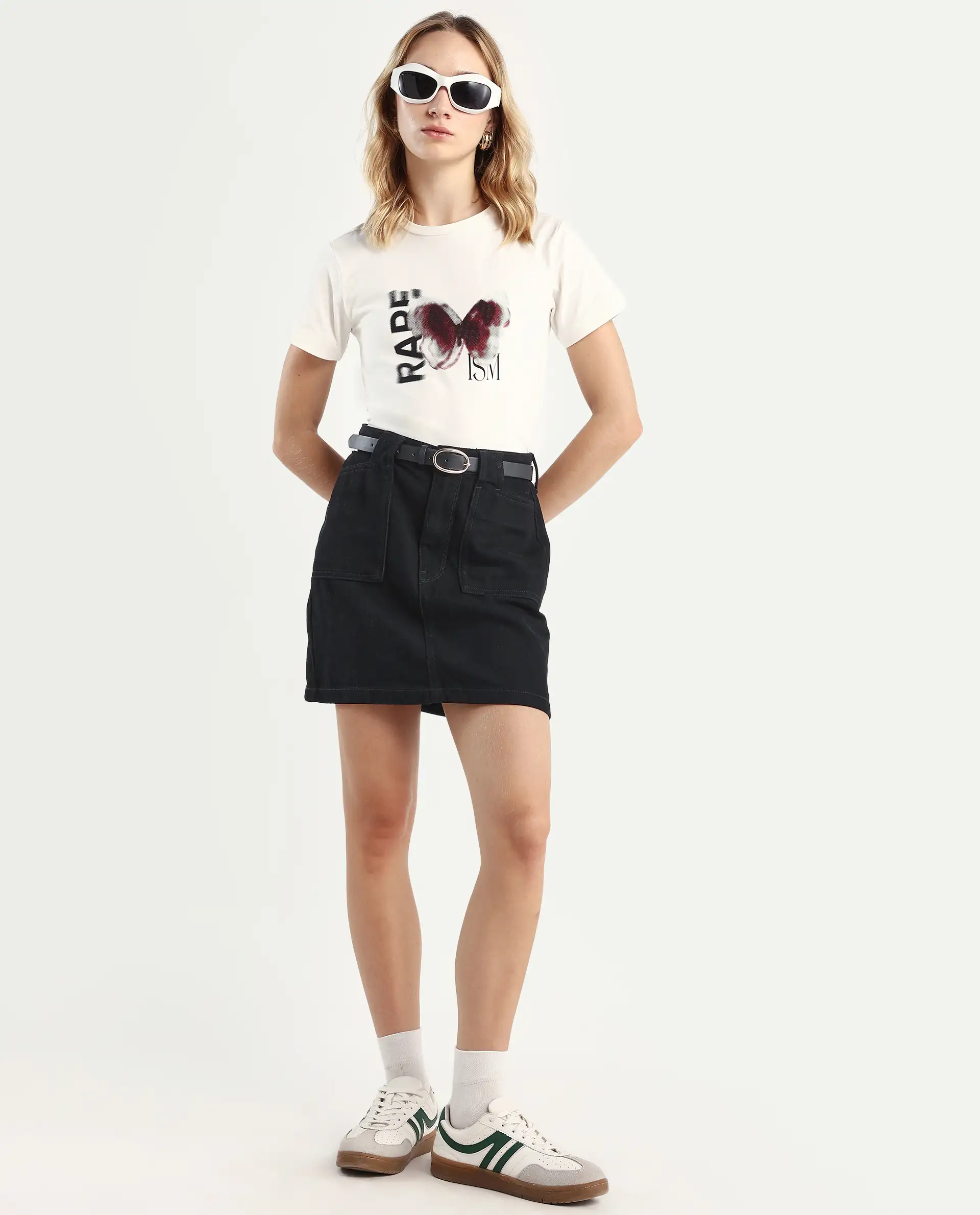 Rareism Women's Zenon Off White Cotton Blend Crew Neck Graphic Print Regular Fit T-Shirt - Image 2