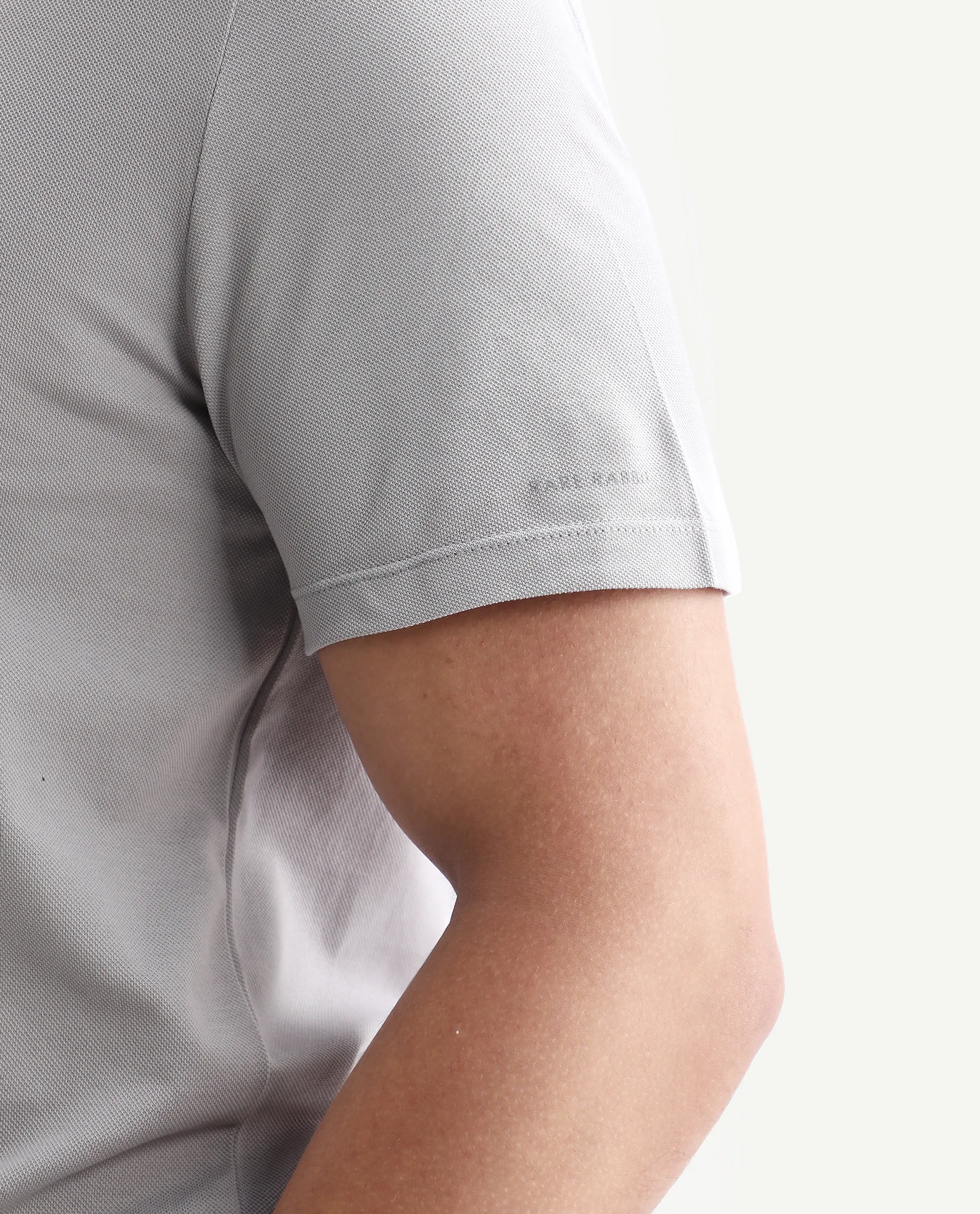 Rare Rabbit Men's Zeny Grey Cotton Plain Regular Fit Half Sleeve Polo - Image 3