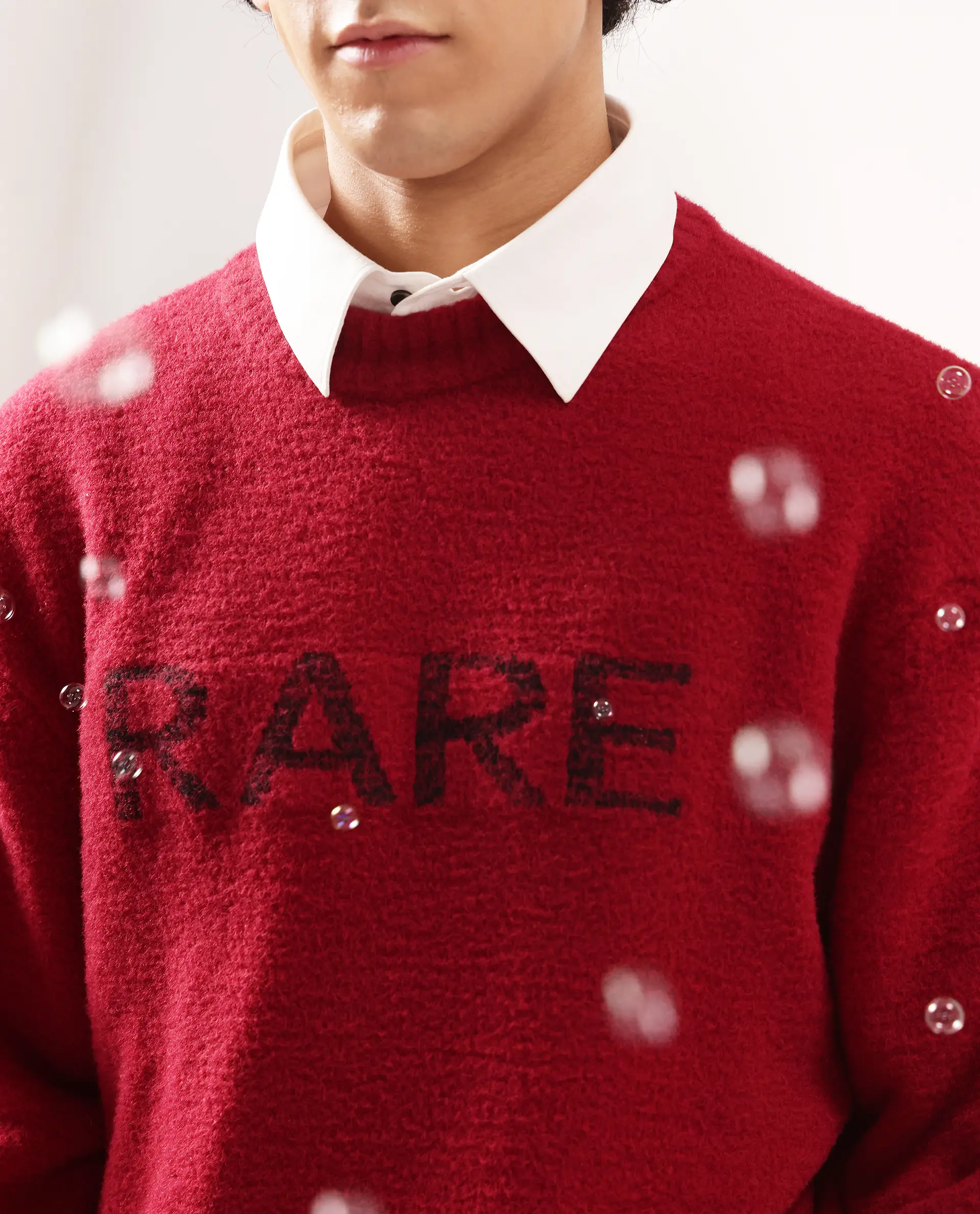 Rare Rabbit Men's Zeo Dark Red Cotton Plain Regular Fit Full Sleeve Crew Neck Sweater - Image 13