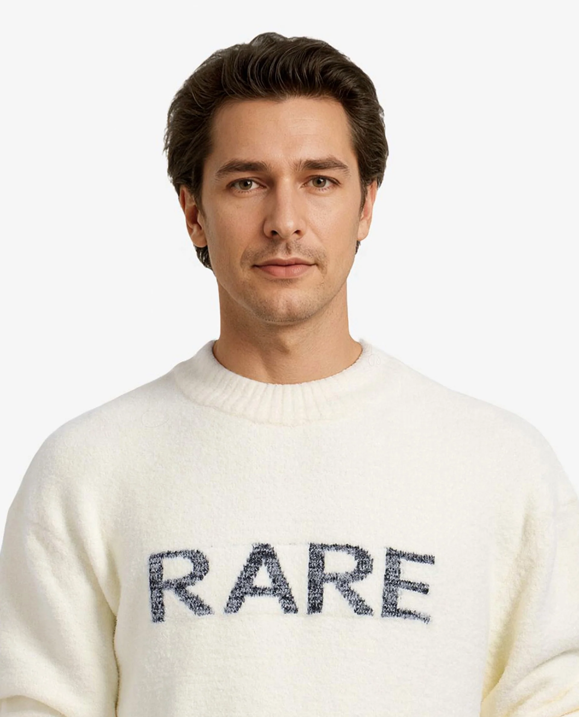 Rare Rabbit Men's Zeo Off White Cotton Printed Regular Fit Full Sleeve Crew Neck Sweater - Image 7
