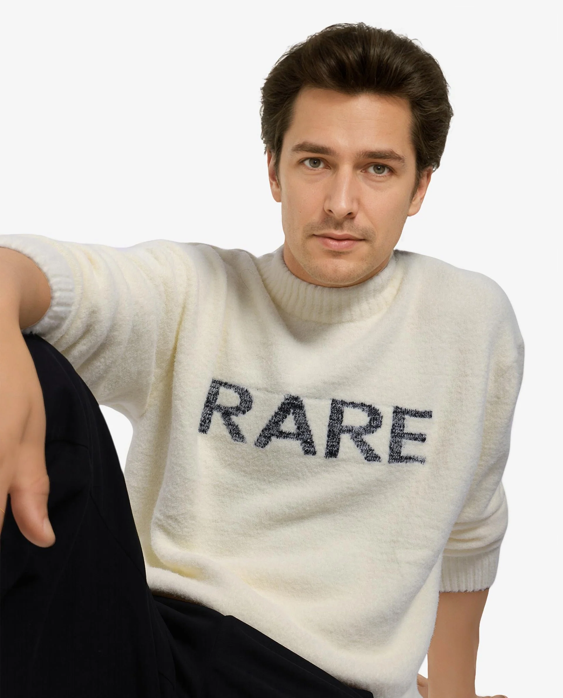 Rare Rabbit Men's Zeo Off White Cotton Printed Regular Fit Full Sleeve Crew Neck Sweater - Image 8