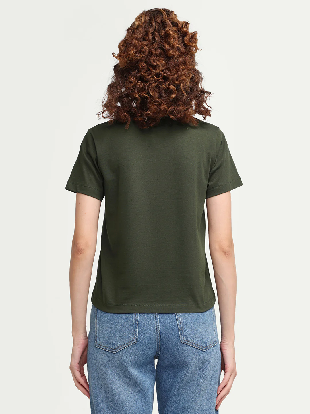 Rareism Women's Zera Olive Cotton Crew Neck Pull-On Regular Graphic Print T-Shirt - Image 7