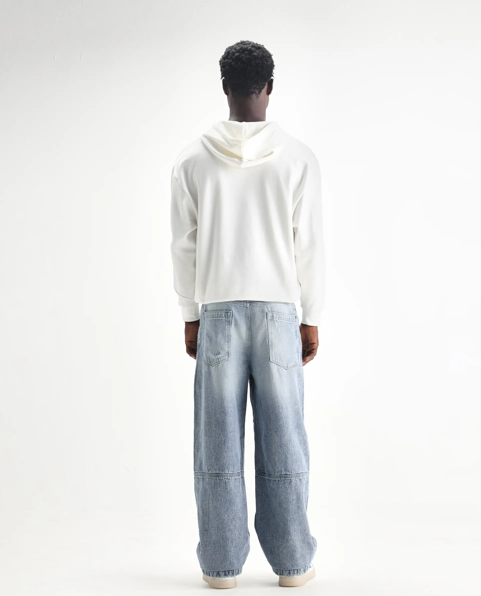 Rare Rabbit Men's Zeret Pastel Blue Cotton Plain Baggy Fit Jeans - Image 9