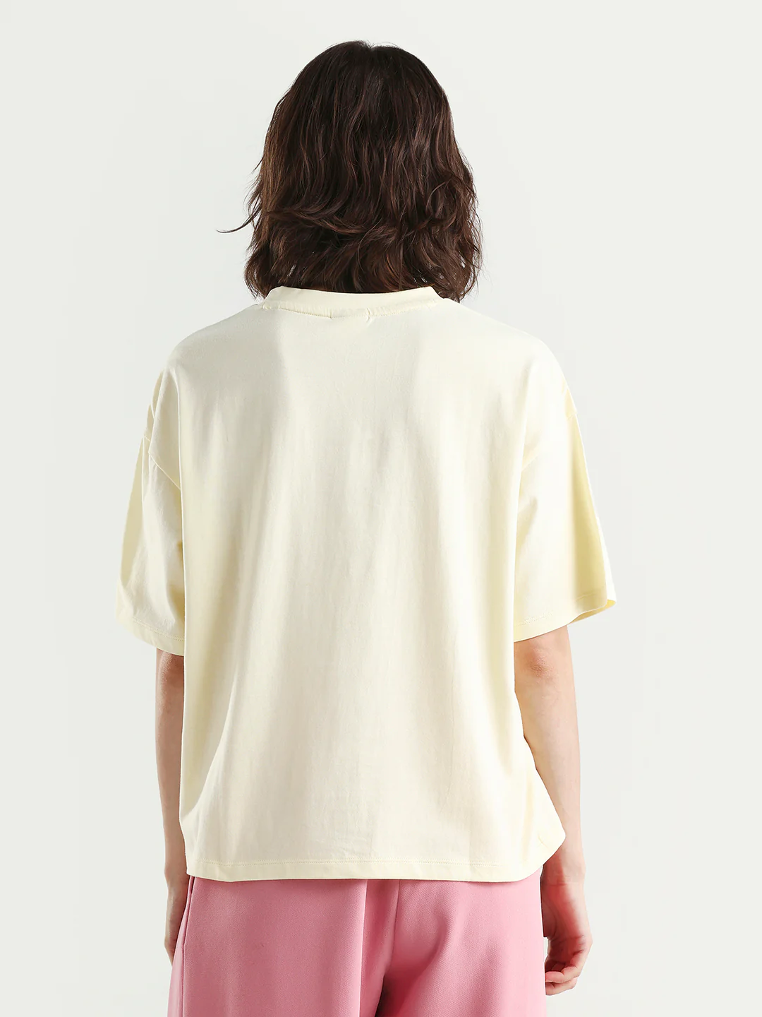 Rareism Women's Zesley Light Yellow Cotton Half Sleeve Boxy Typography Print T-Shirt - Image 7