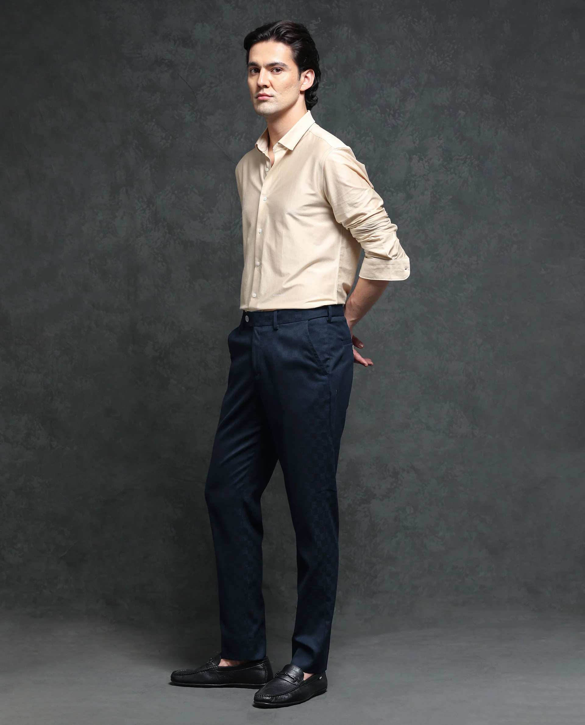 Rare Rabbit Men's Zetar Navy Polyester Jacquard Regular Fit Trouser - Image 12