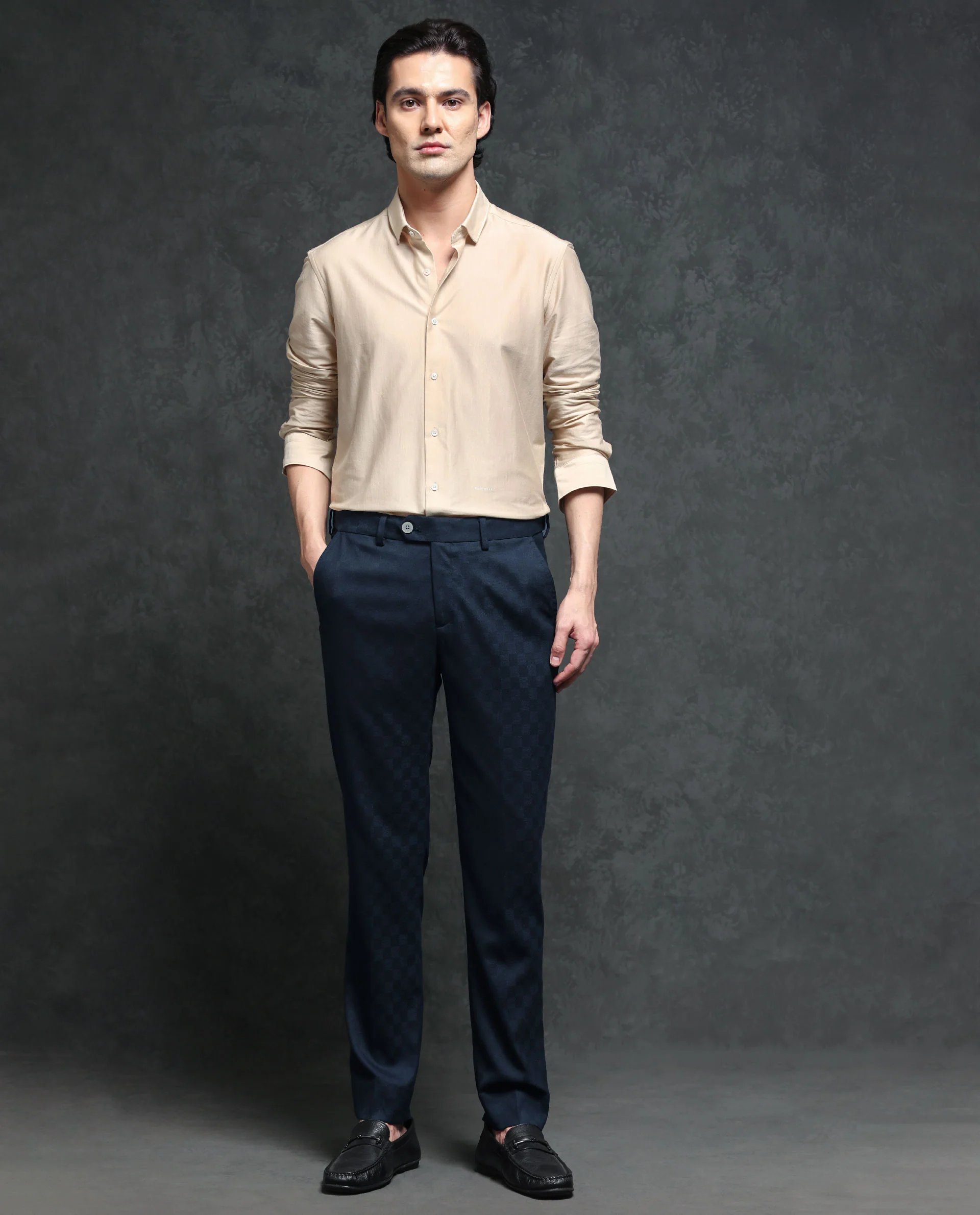 Rare Rabbit Men's Zetar Navy Polyester Jacquard Regular Fit Trouser - Image 14