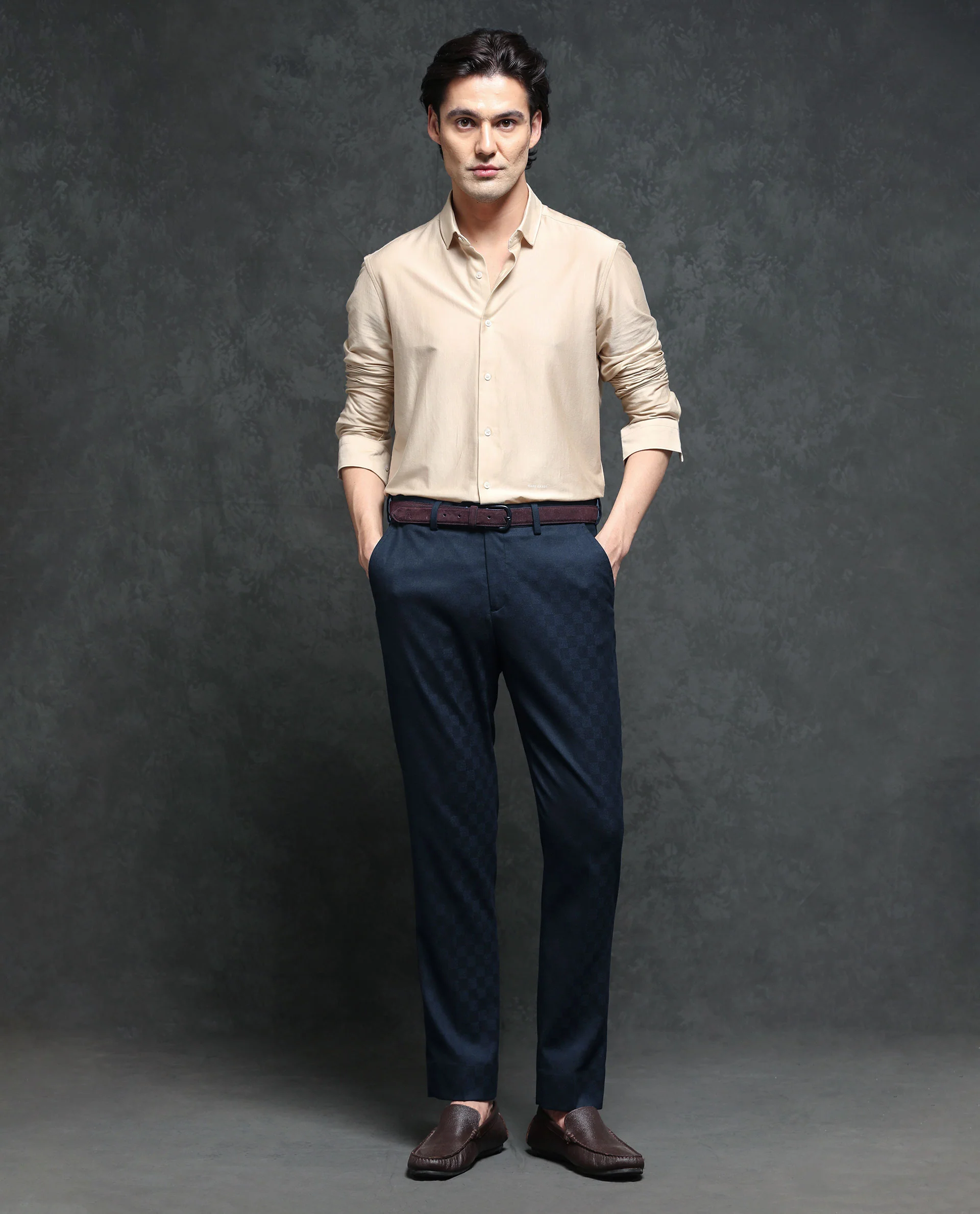 Rare Rabbit Men's Zetar Navy Polyester Jacquard Regular Fit Trouser - Image 3