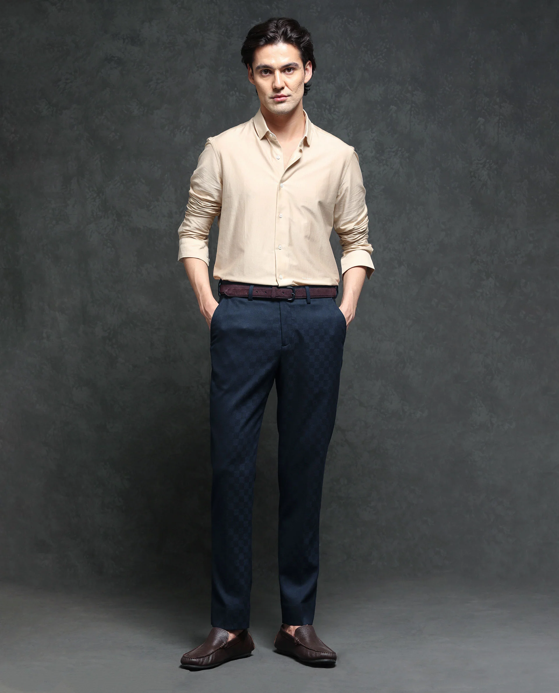 Rare Rabbit Men's Zetar Navy Polyester Jacquard Regular Fit Trouser - Image 6