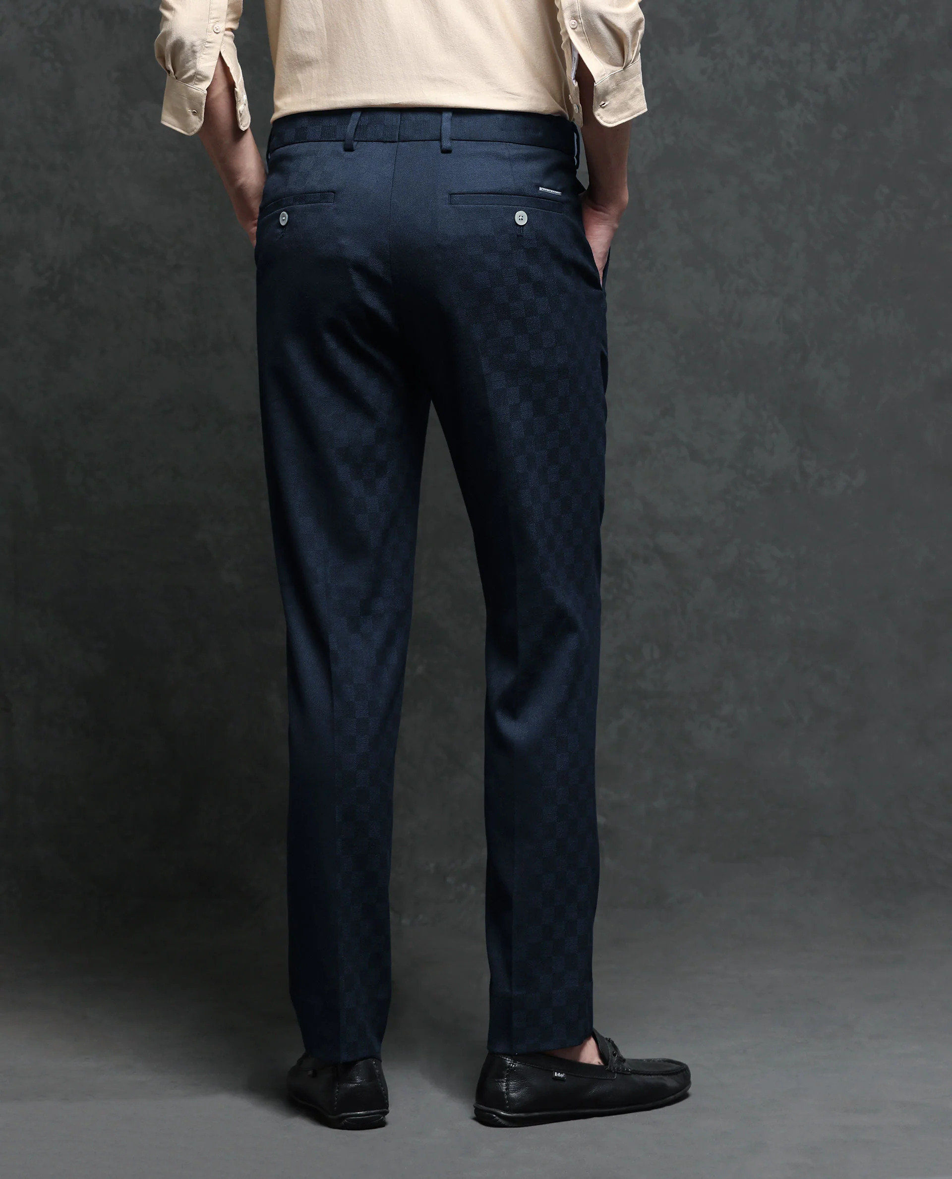 Rare Rabbit Men's Zetar Navy Polyester Jacquard Regular Fit Trouser - Image 8