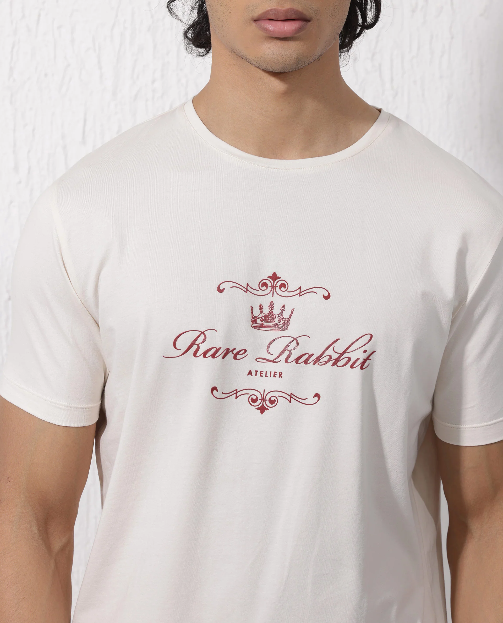 Rare Rabbit Men's Zeus Beige Cotton Blend Graphic Print Regular Fit Half Sleeve Crew Neck T-Shirt - Image 6