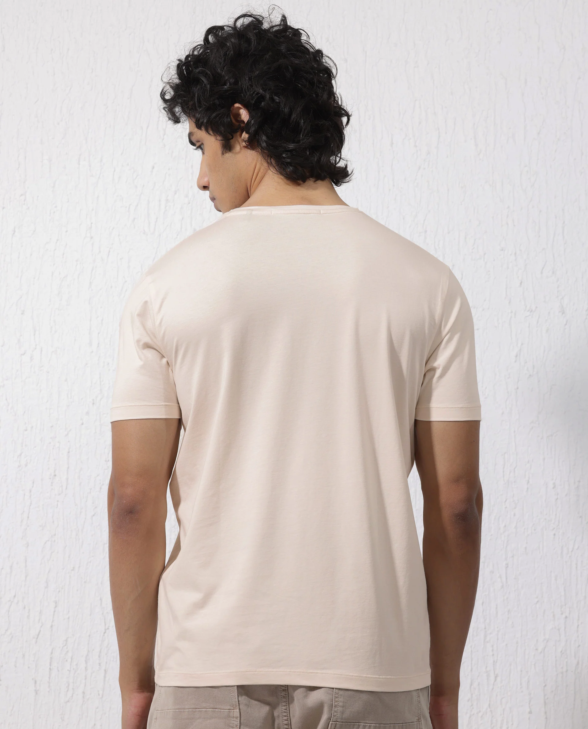 Rare Rabbit Men's Zeus Beige Cotton Blend Graphic Print Regular Fit Half Sleeve Crew Neck T-Shirt - Image 8