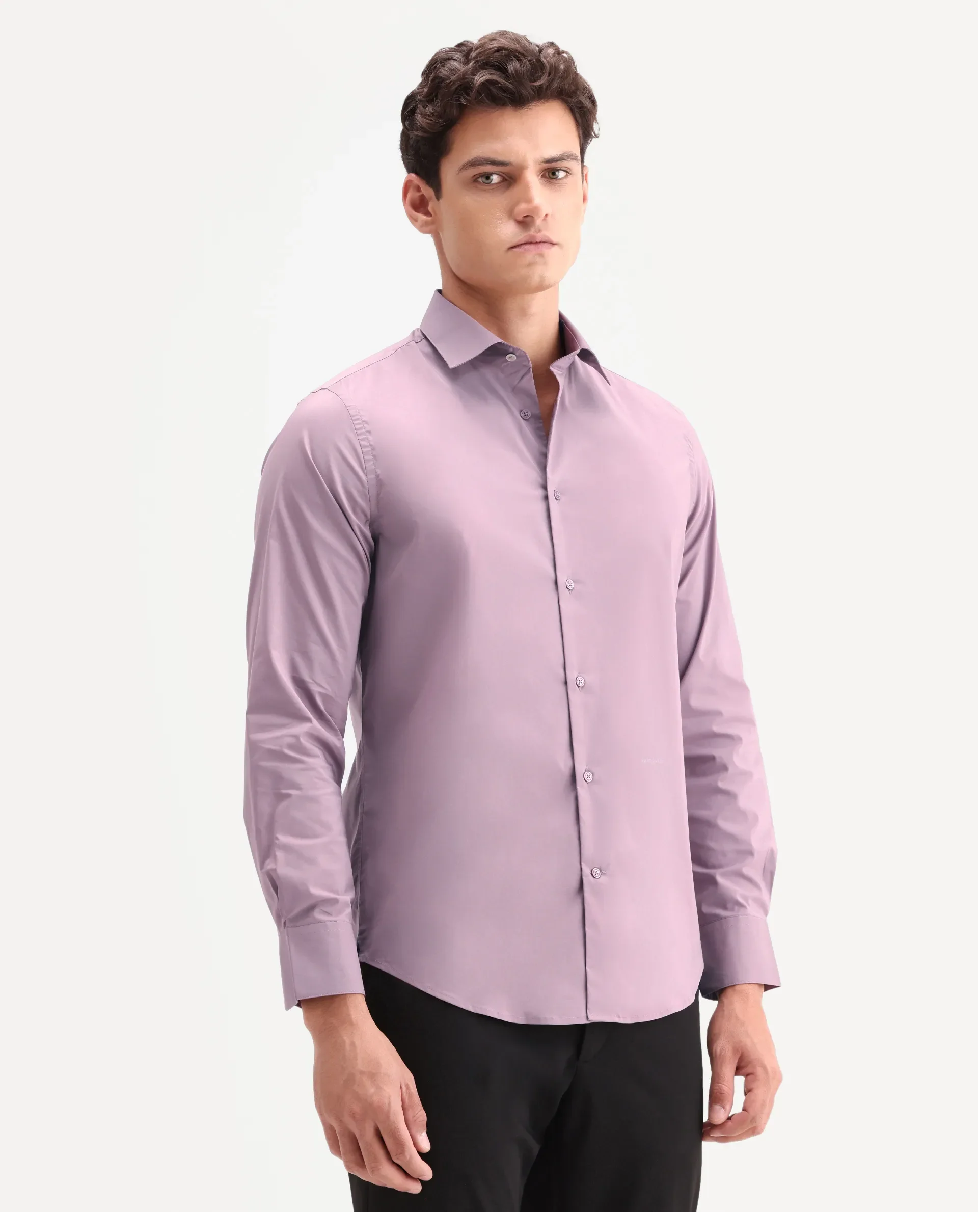 Rare Rabbit Men's Zidan Dusky Pink Cotton Blend Fabric Full Sleeve Spread Collar Button Regular Plain Shirt - Image 6