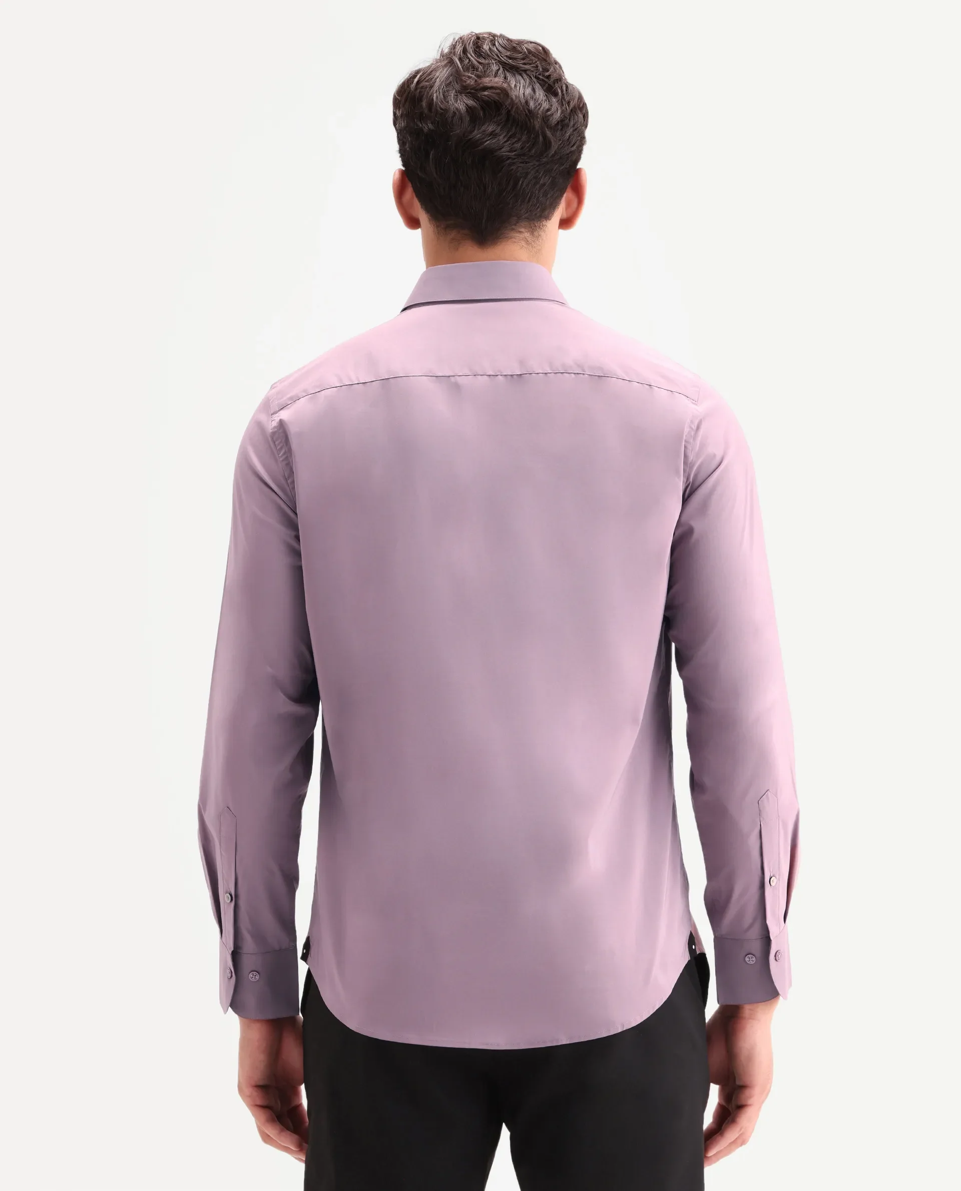 Rare Rabbit Men's Zidan Dusky Pink Cotton Blend Fabric Full Sleeve Spread Collar Button Regular Plain Shirt - Image 7