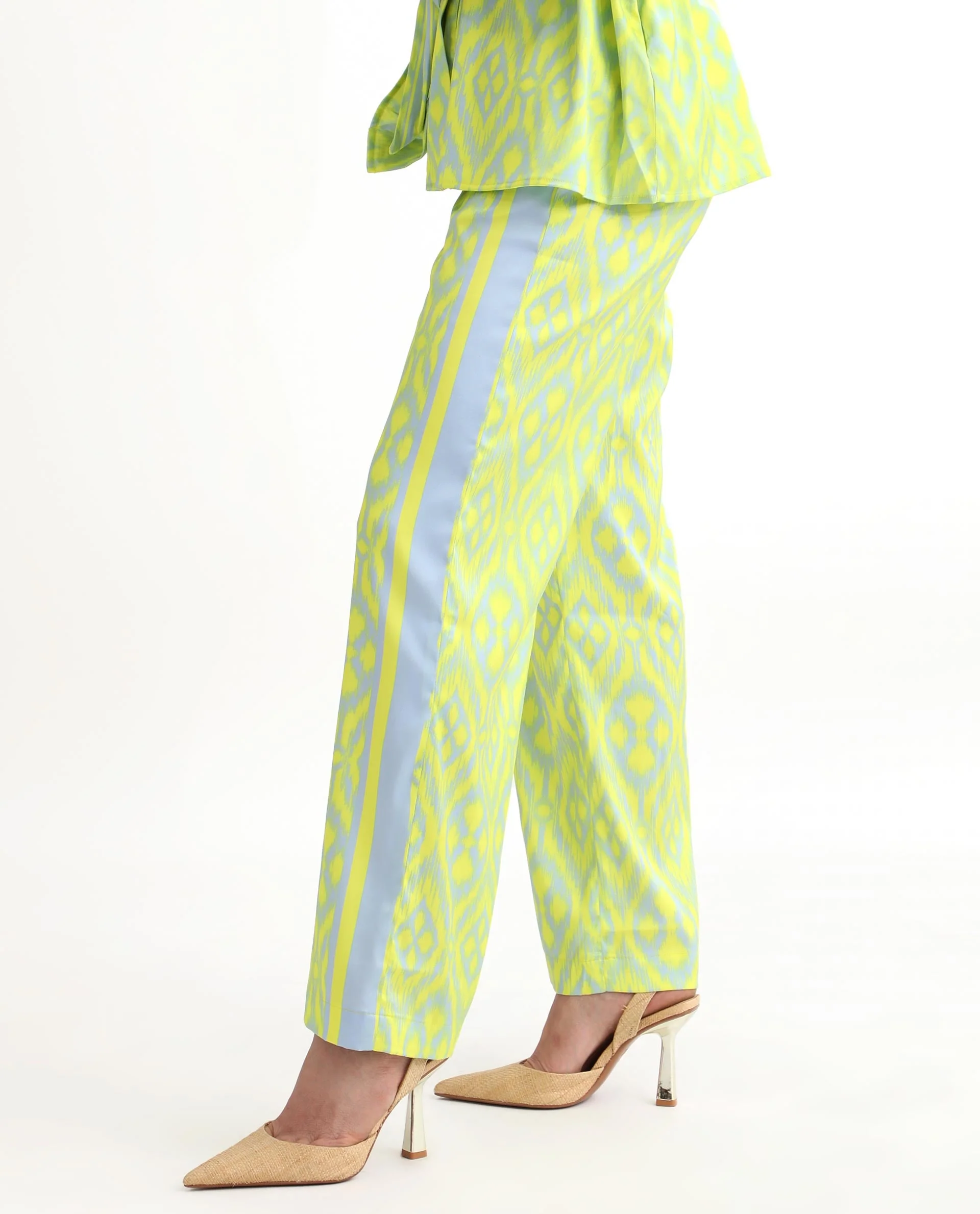Rareism Women's Zie Yellow Polyester Striped Ankle Length Regular Fit Trouser - Image 11