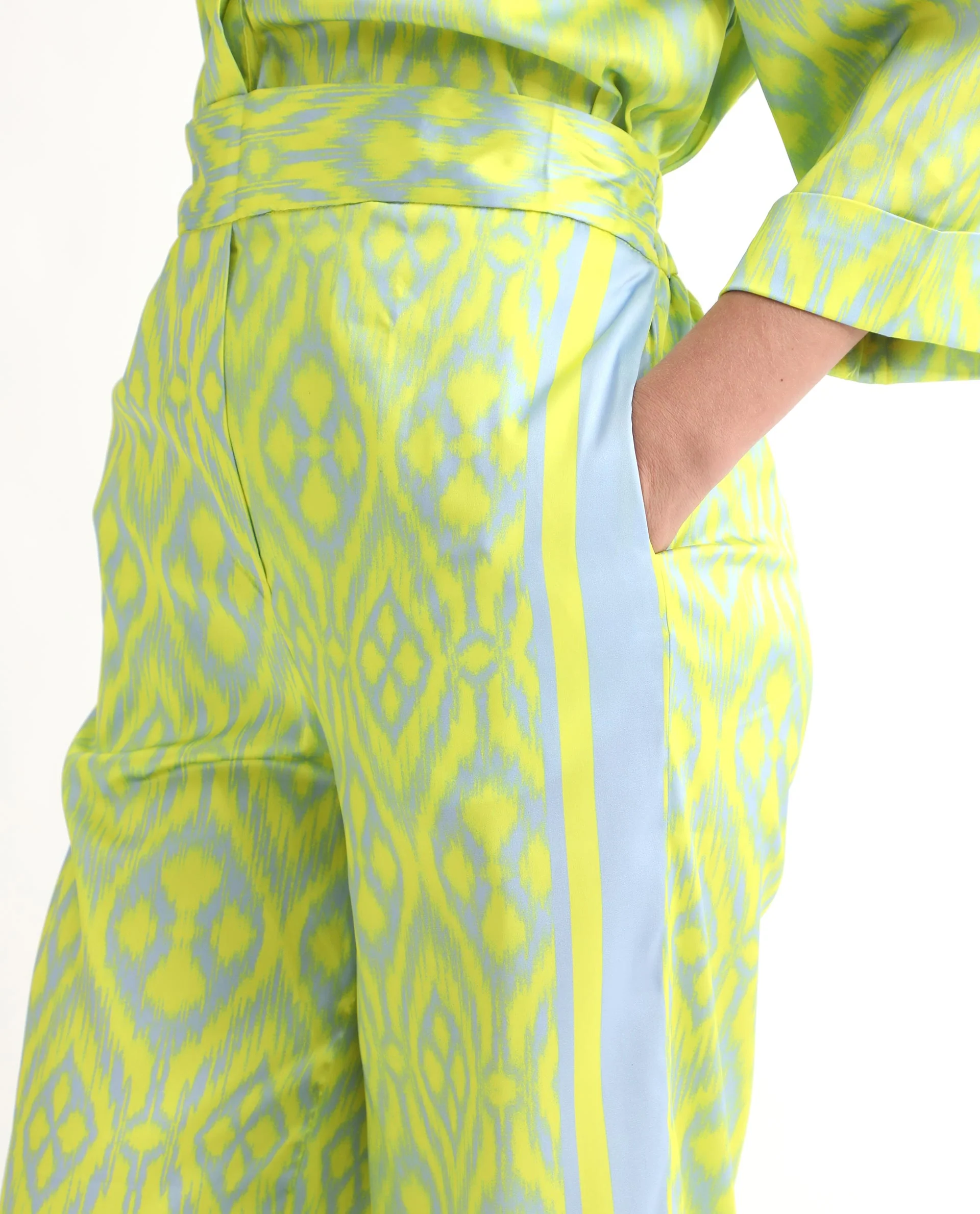 Rareism Women's Zie Yellow Polyester Striped Ankle Length Regular Fit Trouser - Image 2