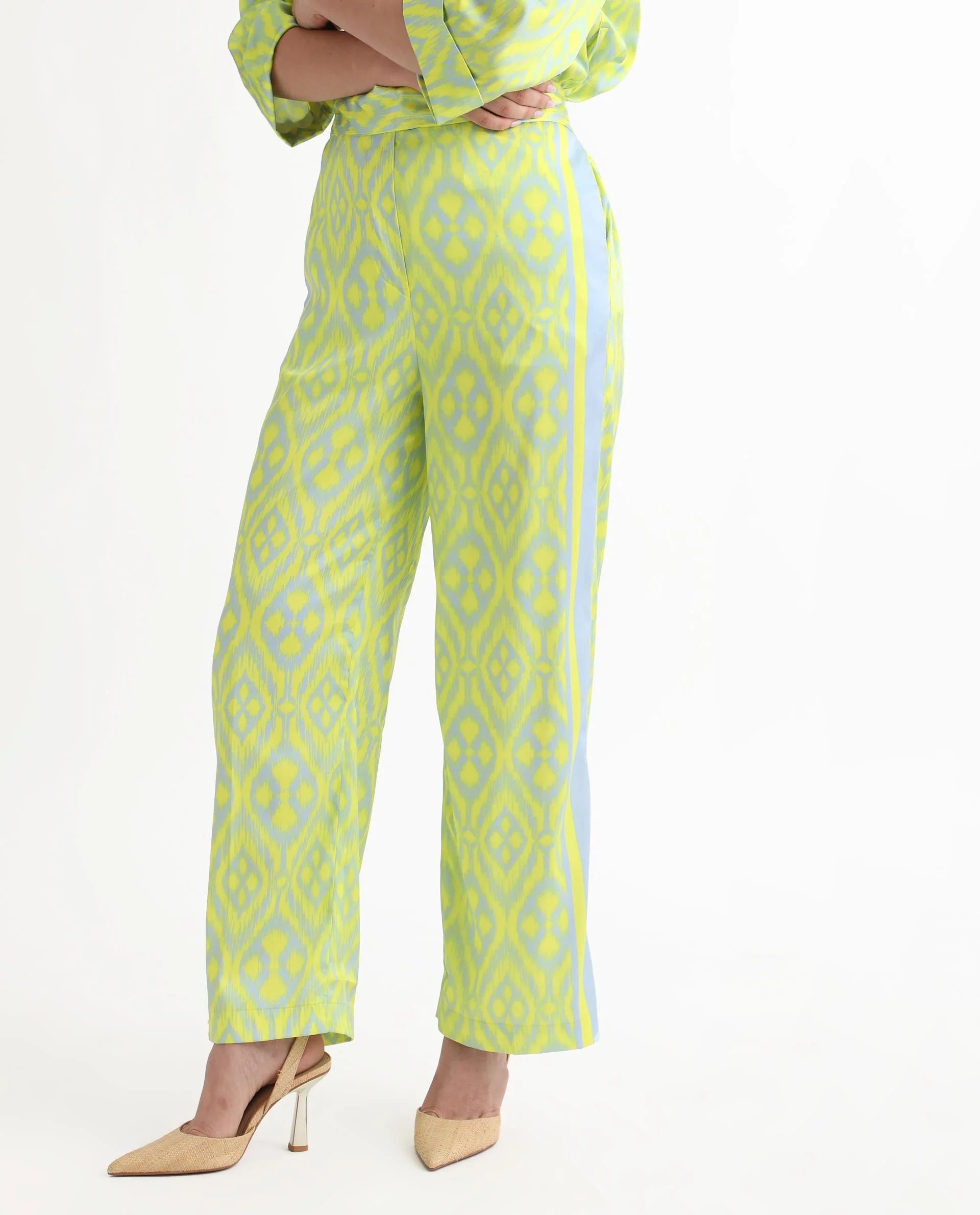 Rareism Women's Zie Yellow Polyester Striped Ankle Length Regular Fit Trouser - Image 6