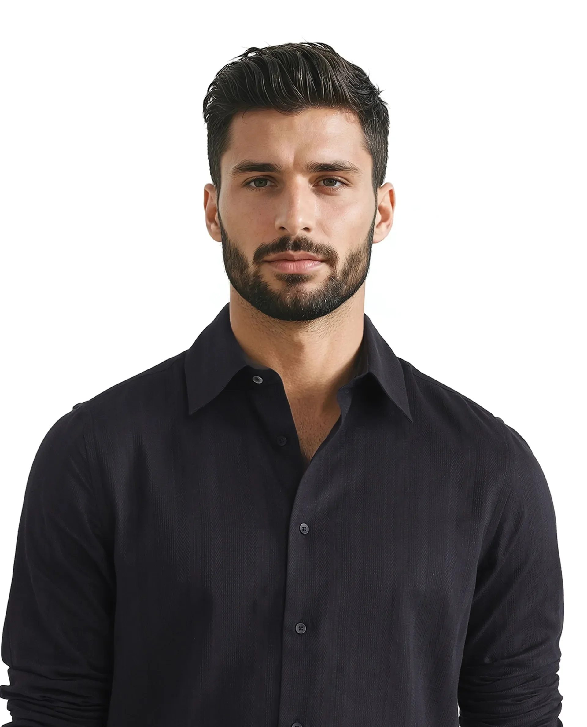 Rare Rabbit Men's Zift Black Cotton Blend Plain Regular Fit Full Sleeve Collared Shirt - Image 8