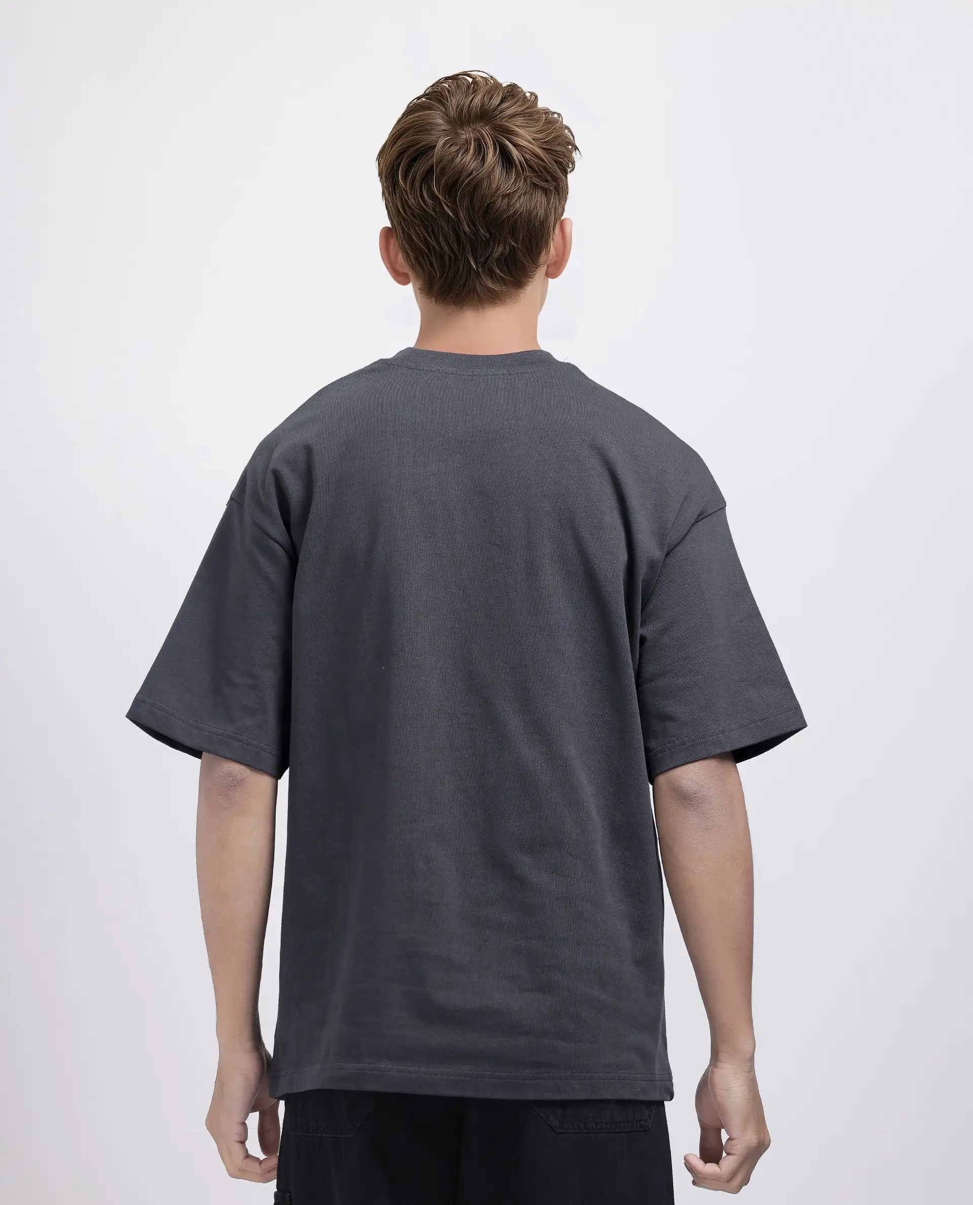Rare Rabbit Men's Zig Dark Grey Cotton Blend Graphic Print Oversized Fit Half Sleeve Crew Neck T-Shirt - Image 8